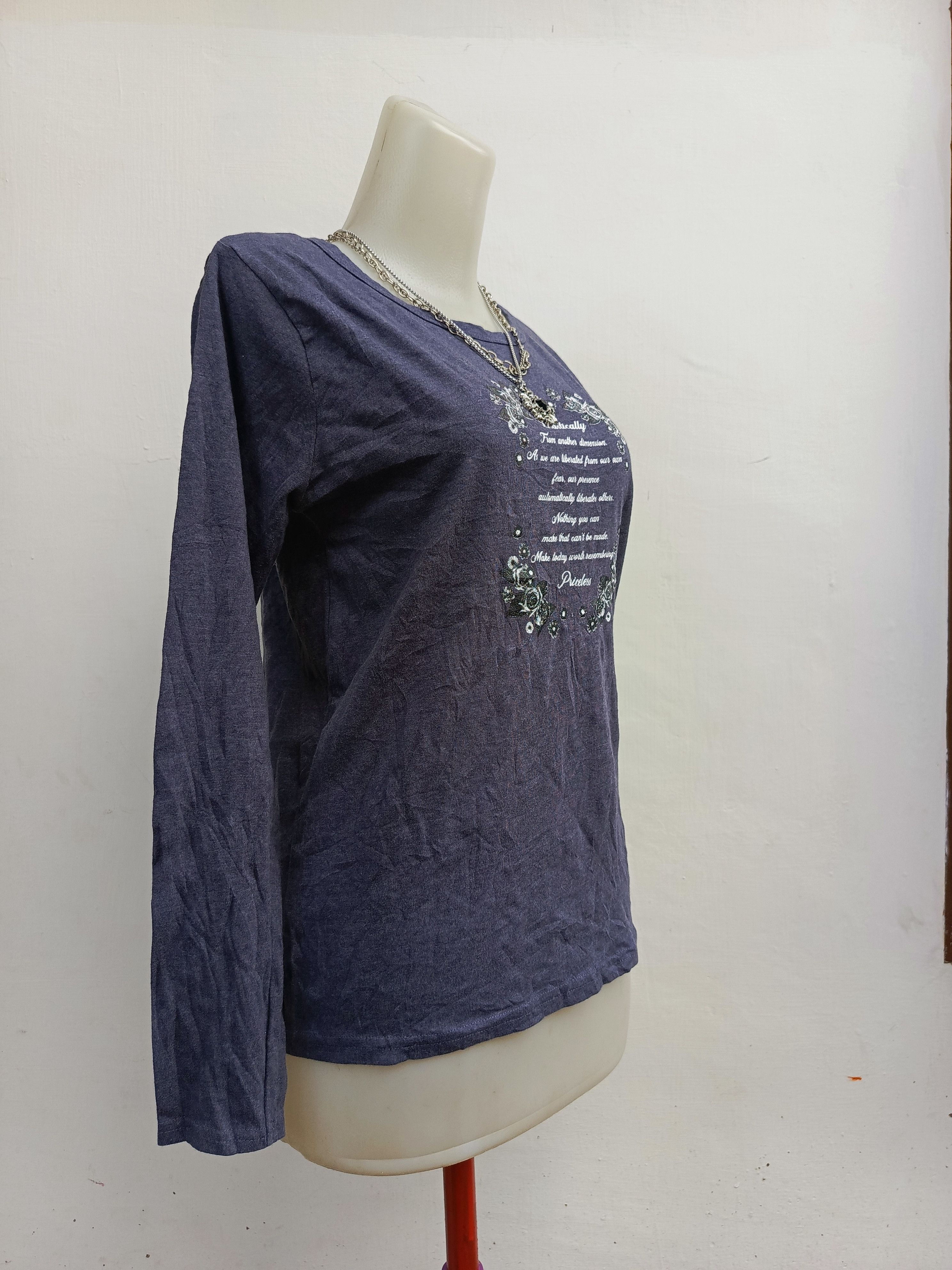 Japanese Brand Vardaoh Y2K McBling Glitter Text Long Sleeve Shirt Size M / US 6-8 / IT 42-44 - 3 Thumbnail
