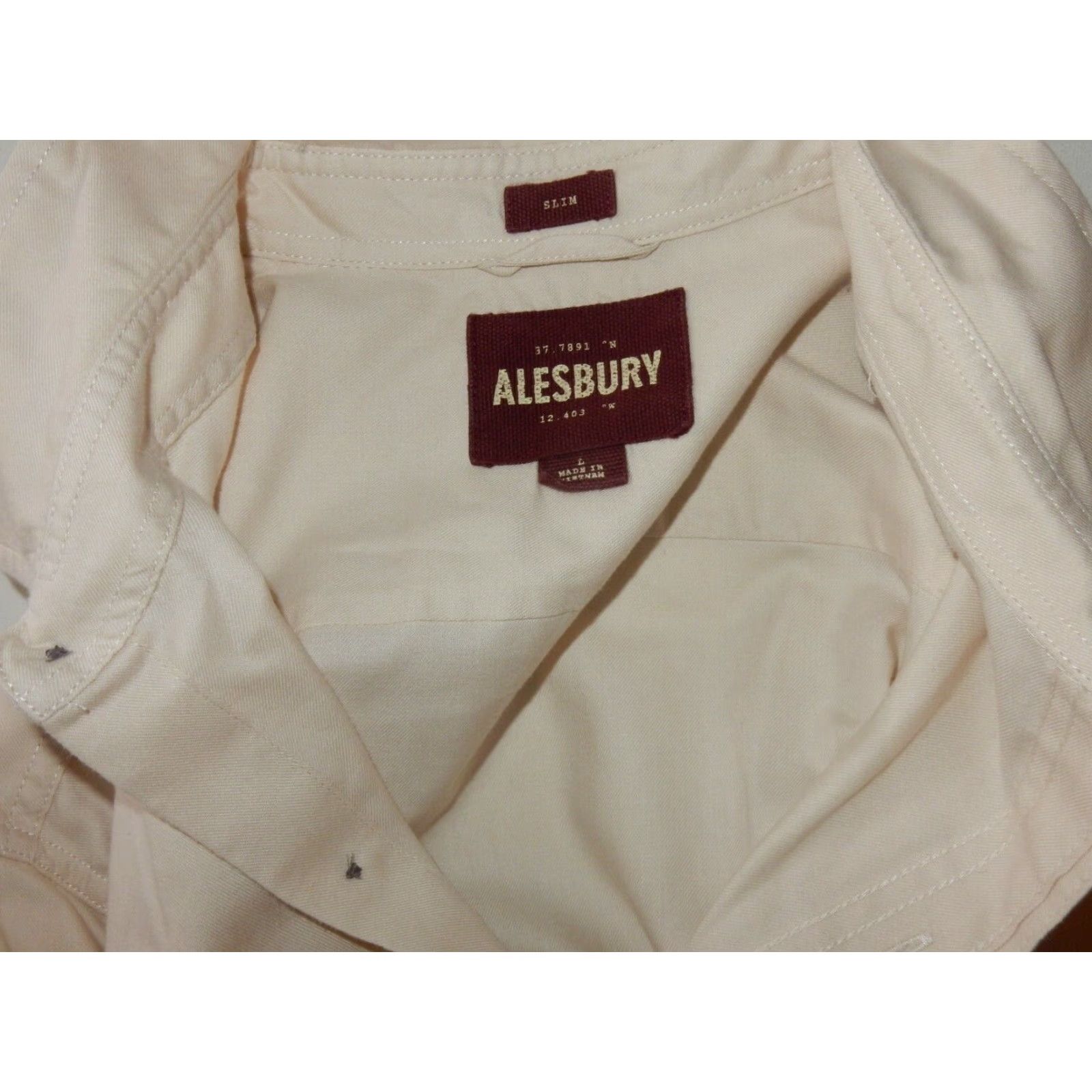 Vintage Alesbury Men's Button-Front Shirt Size L Long Sleeve Cotton Beige Slim Modern Size US L / EU 52-54 / 3 - 2 Thumbnail