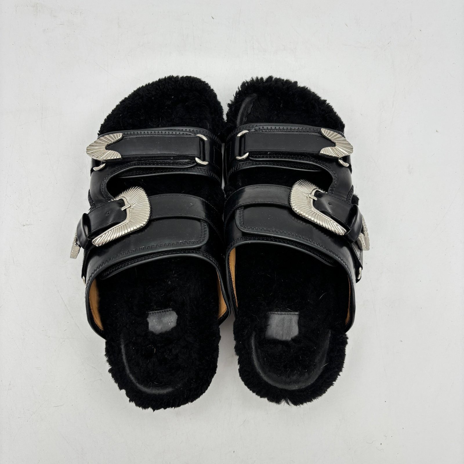 Toga Pulla Toga Pulla Shearling Lined Black Buckle Sandals Women's 39 Size US 9 / IT 39 - 6 Thumbnail