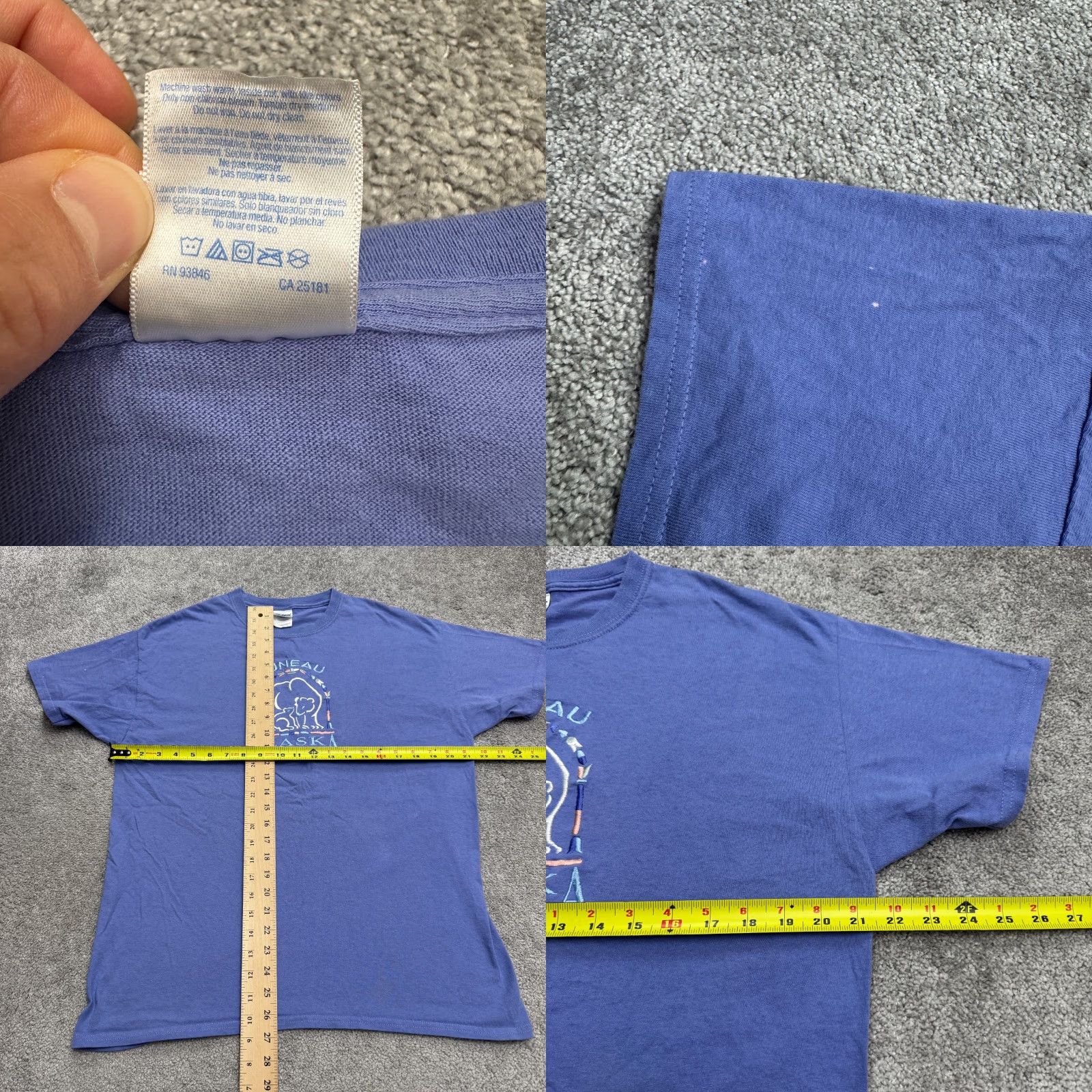 Gildan Gildan Heavy Cotton Juneau Alaska Embroidered T-Shirt Mens Large Blue Crew Tee Size US L / EU 52-54 / 3 - 8 Thumbnail