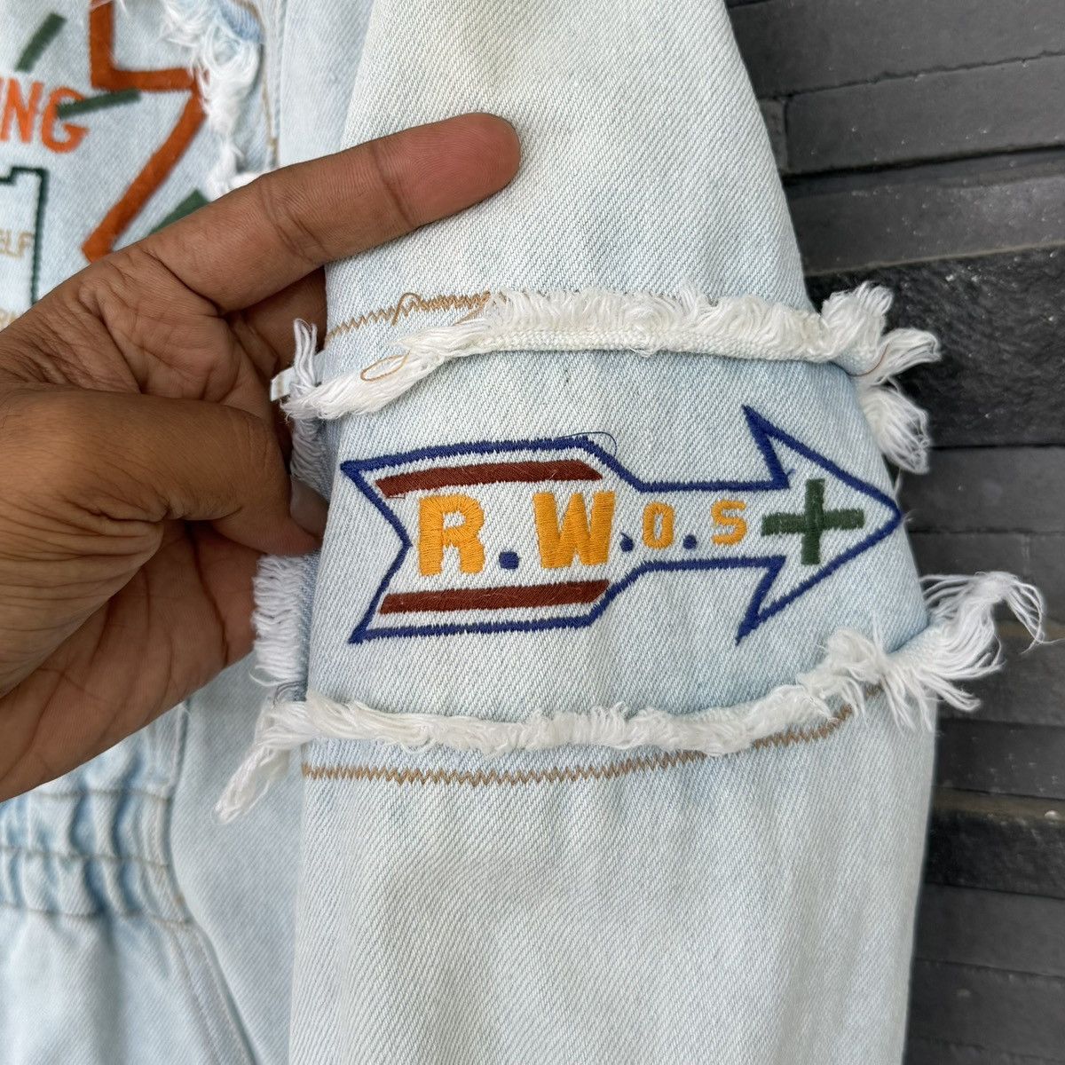 Edwin VTG Something Edwin Denim Jacket Cropped Embroidery Patch Size M / US 6-8 / IT 42-44 - 7 Thumbnail