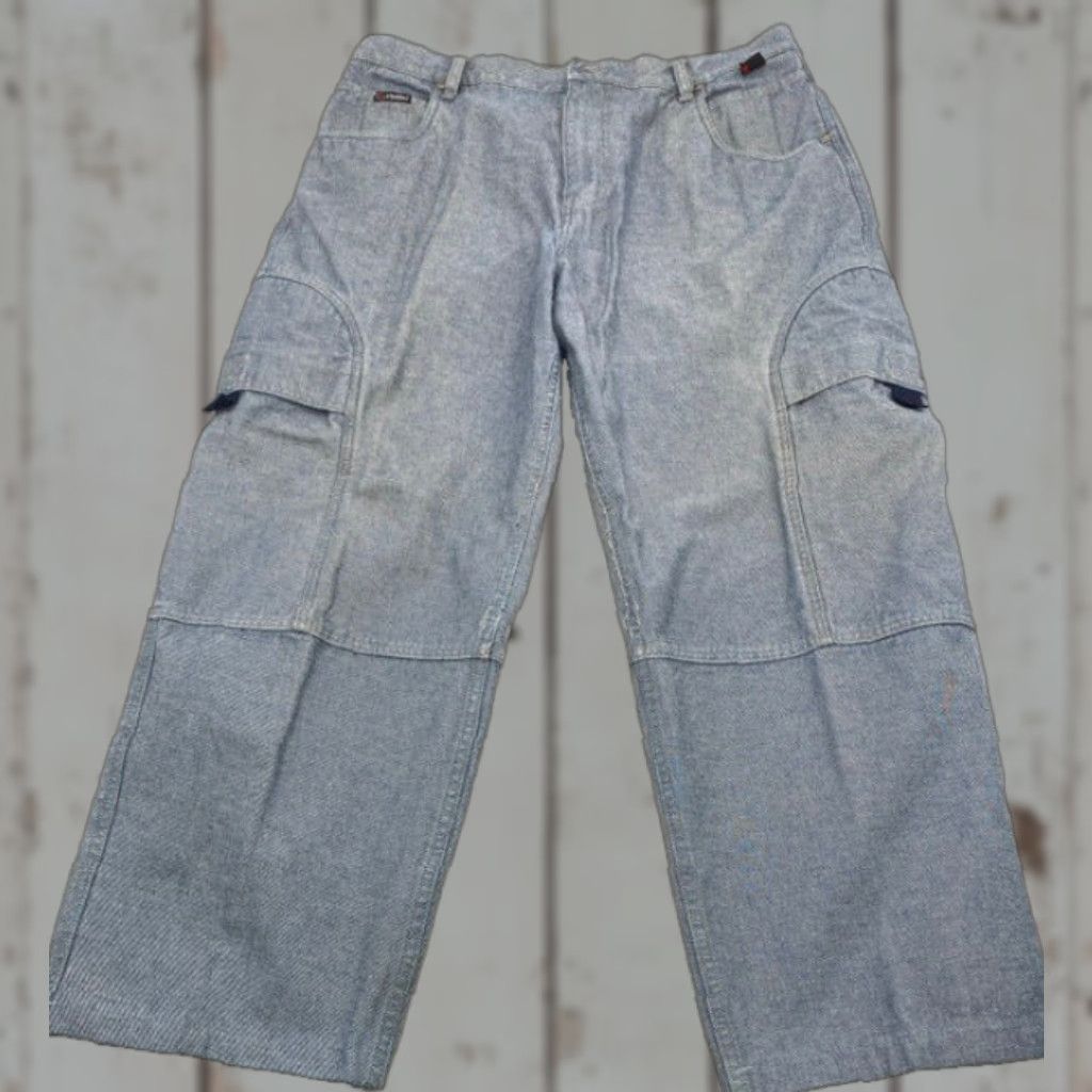 Fubu VINTAGE FUBU Jeans Men's 38x28 Cargo Patchwork Embroidered Denim 90s Hip Hop Wide-Leg Jeans Mens Size US 38 / EU 54 - 1 Thumbnail