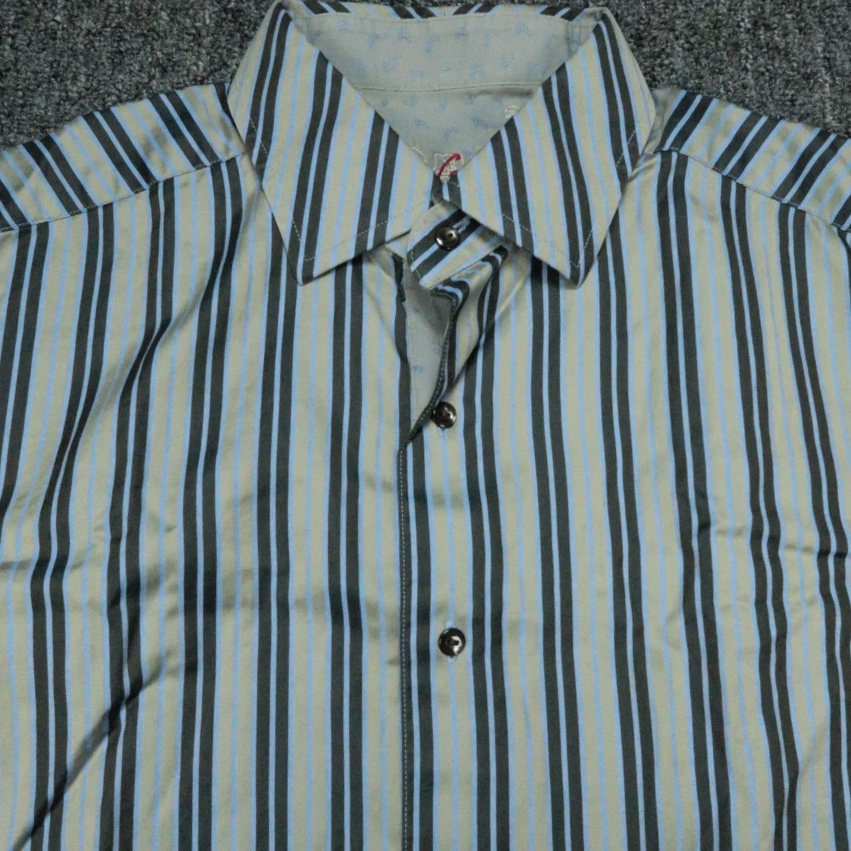 Robert Graham Robert Graham Shirt Mens Medium Blue Gray Striped Paisley Flip Cuff Long Sleeve Size US M / EU 48-50 / 2 - 2 Thumbnail