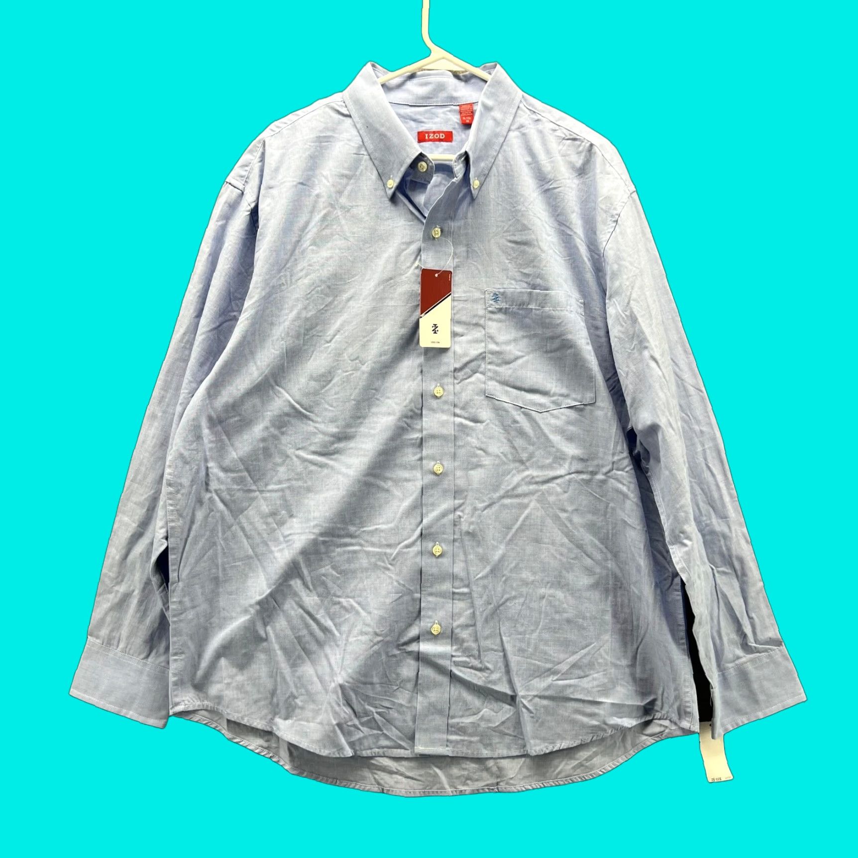 Izod IZOD Shirt Men XL Blue Cotton Button-Down Collared Long Sleeve Casual Preppy Dress New Vintage No Size US XL / EU 56 / 4 - 1 Thumbnail