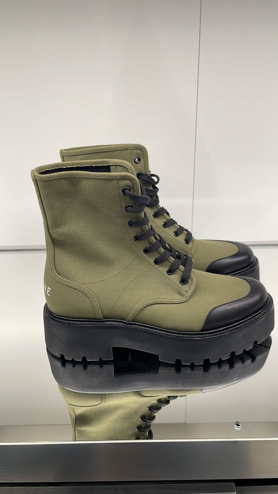 Celine Logo-Print Leather-Trimmed Canvas Boots Size US 9 / EU 42 - 1 Thumbnail