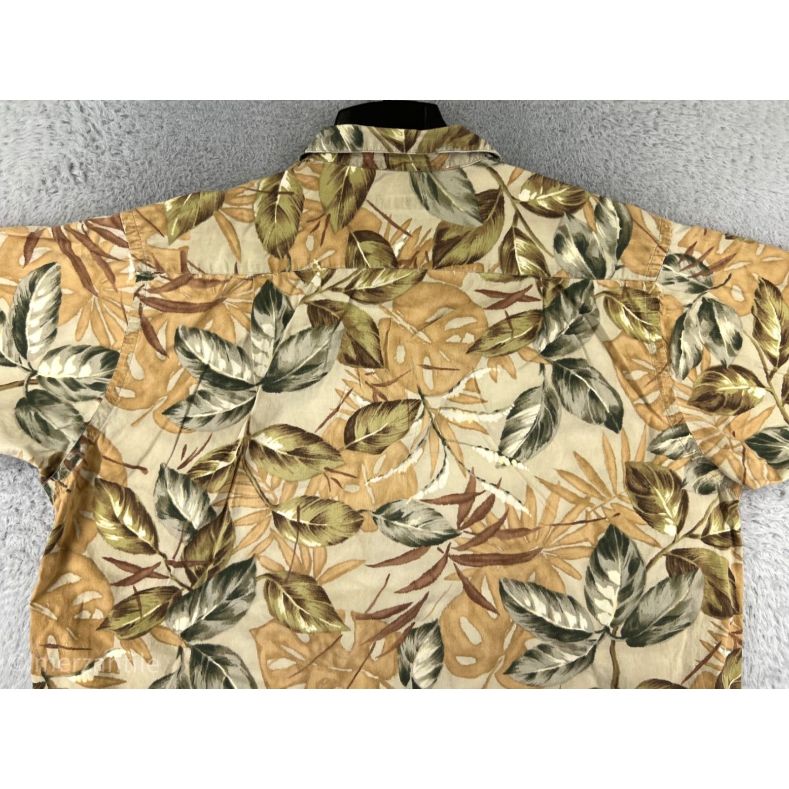 Nautica VINTAGE Nautica Shirt Men XL Beige Green Floral Hawaiian Leaf Pattern Cotton Button-Up Casual, Beach, Aloha, Floral, 90s Mens Size US XL / EU 56 / 4 - 6 Thumbnail
