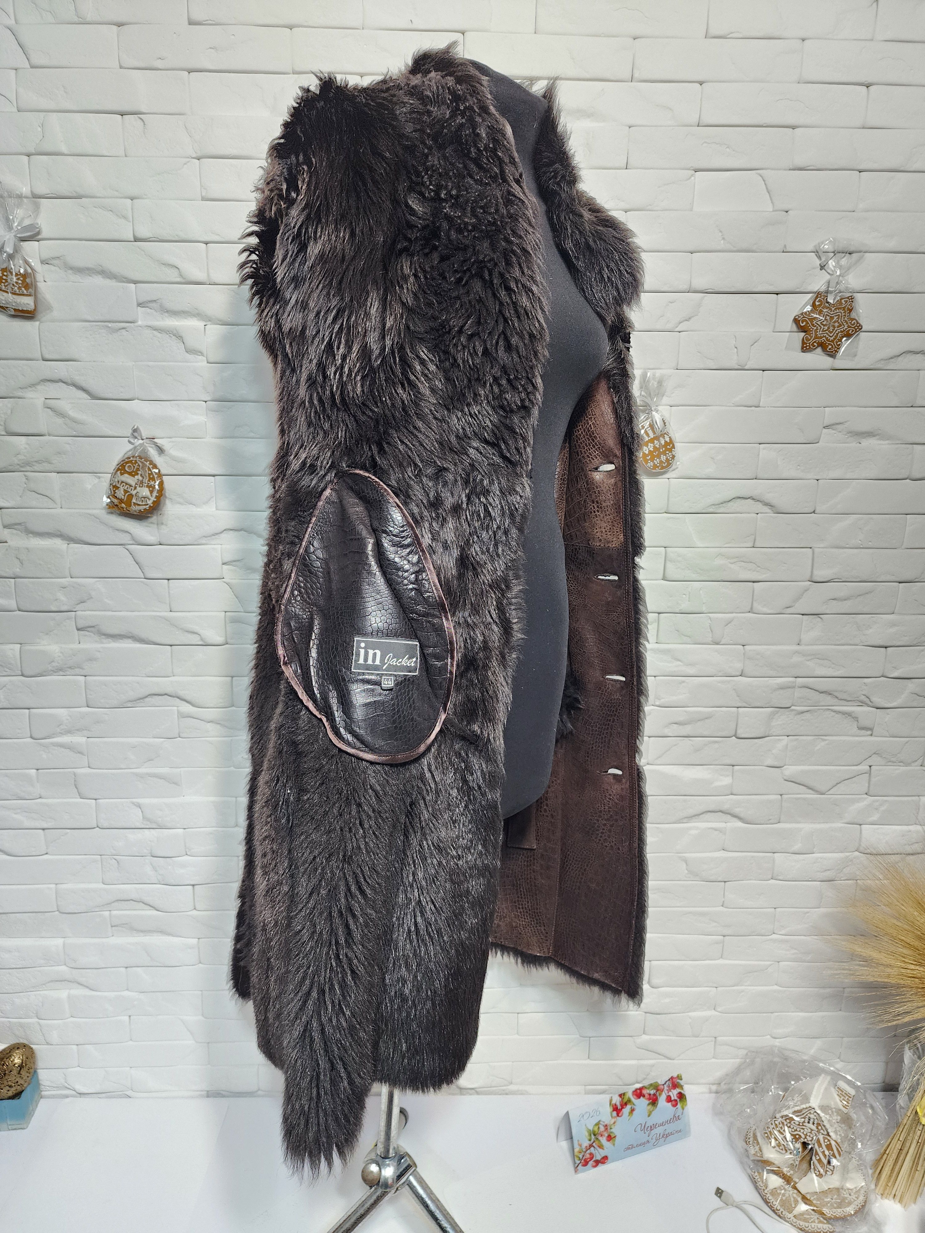 Furla Brown Sheepskin Coat: Fluffy Collar, Decorative Buttons Size S / US 4 / IT 40 - 10 Thumbnail