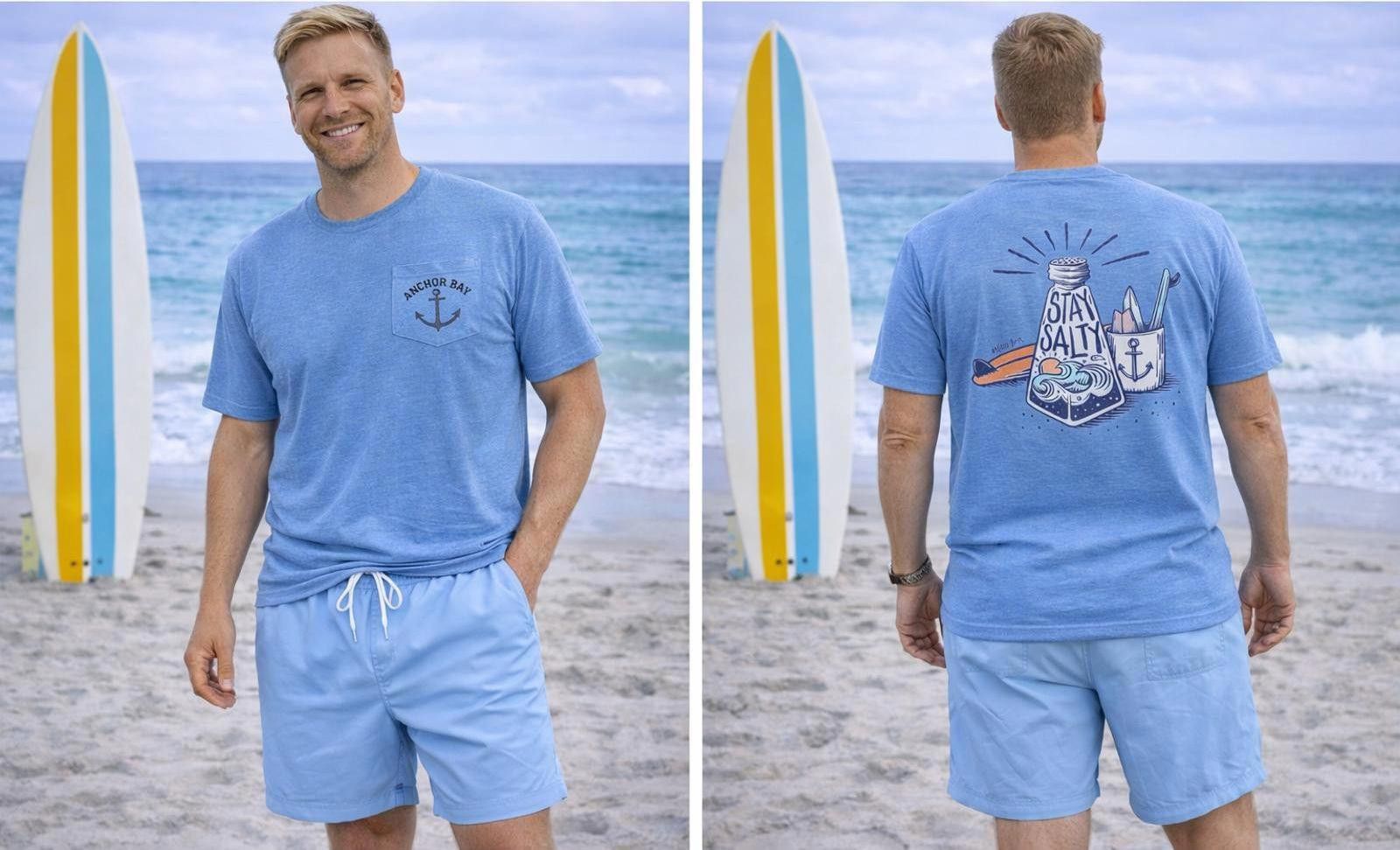 Other Anchor Boys Stay Salty T Shirt Blue Graphic Pocket Tee Size US M / EU 48-50 / 2 - 1 Thumbnail