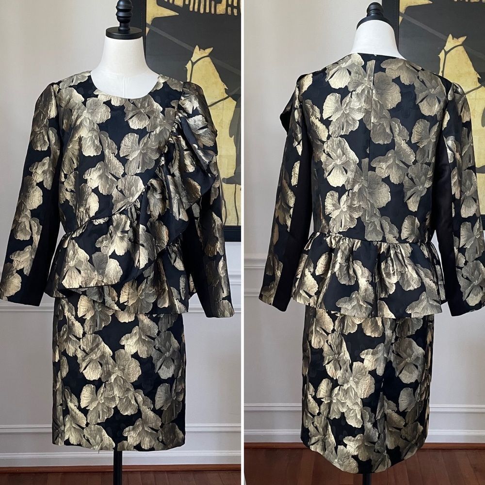 Other Ashro Larhonda Wardrober 3 Pc Peplum Jacket Skirt Pants Gold Size XL / US 12-14 / IT 48-50 - 2 Thumbnail