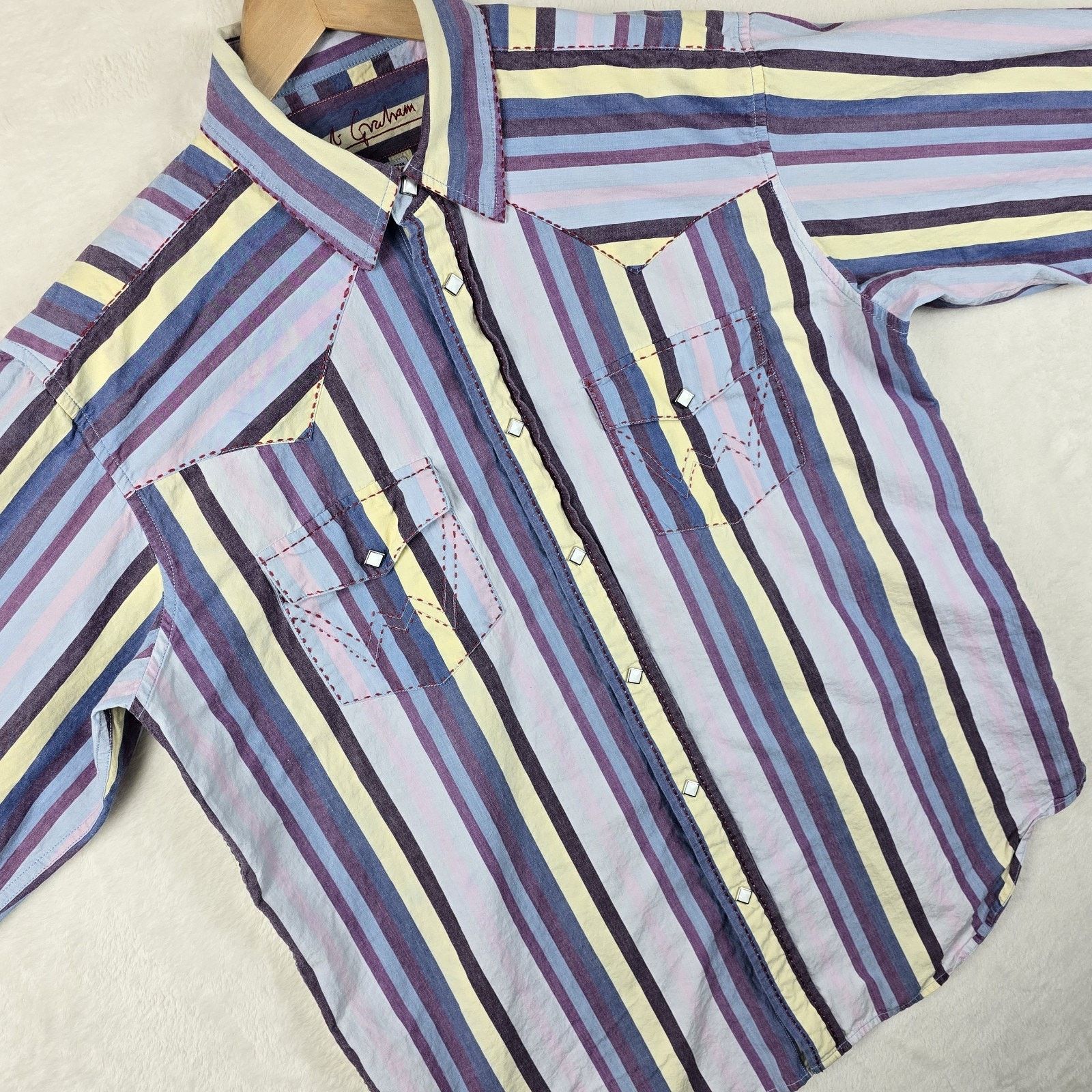 Robert Graham Robert Graham Striped Western Shirt Diamond Pearl Snap Med Size US M / EU 48-50 / 2 - 6 Thumbnail