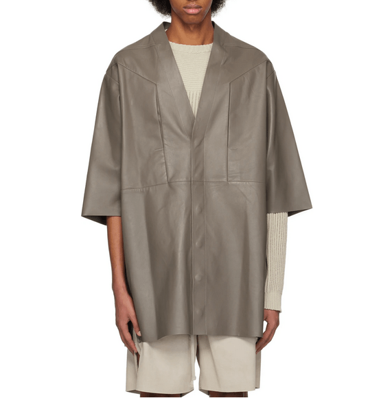 Rick Owens Rick Owens EDFU SS23 Gray Dust Faun Leather Jacket | Grailed