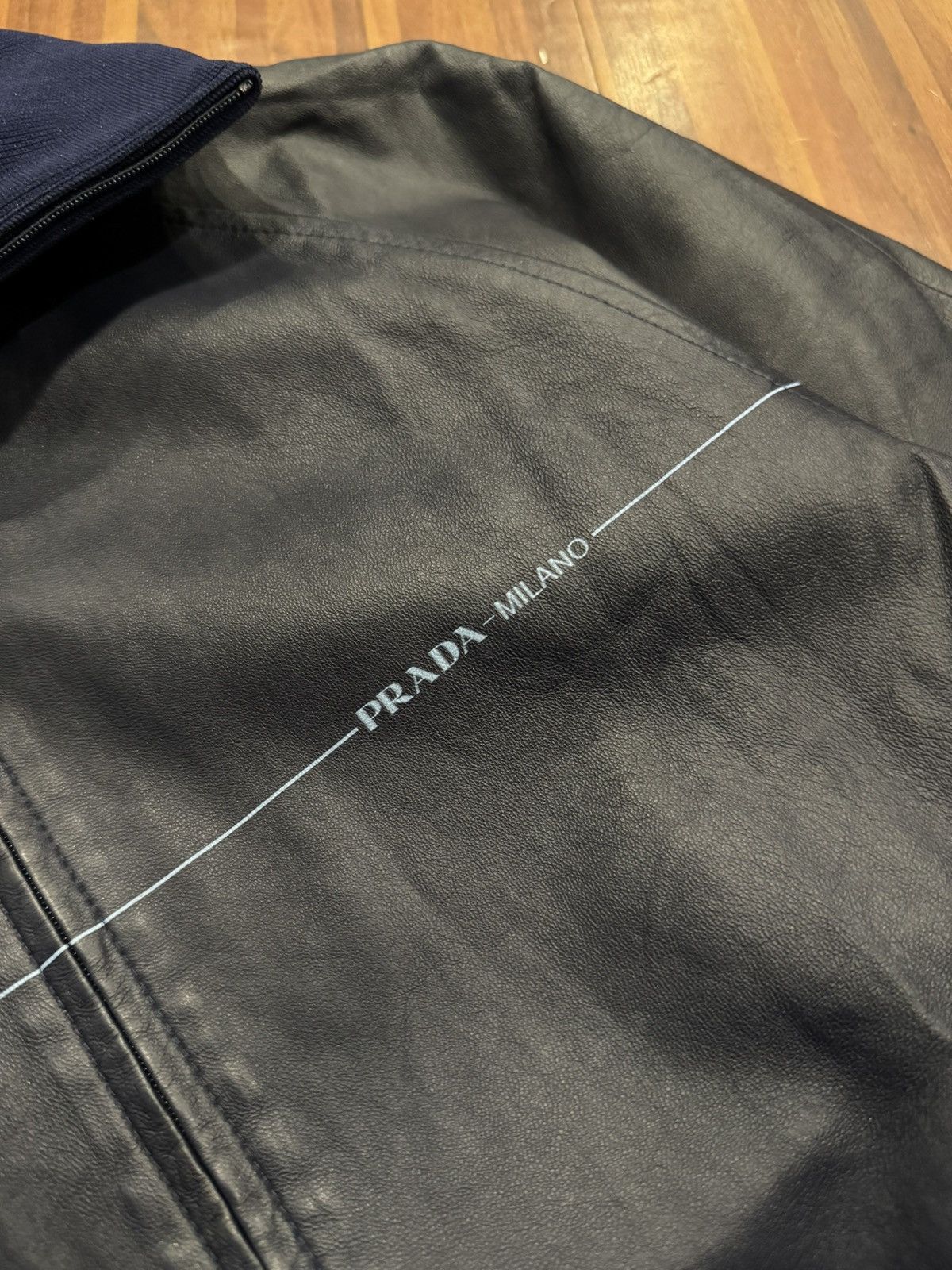 Prada Prada Ss/18 Blue Lambskin Leather Zip-Up Jacket Size US S / EU 44-46 / 1 - 5 Thumbnail