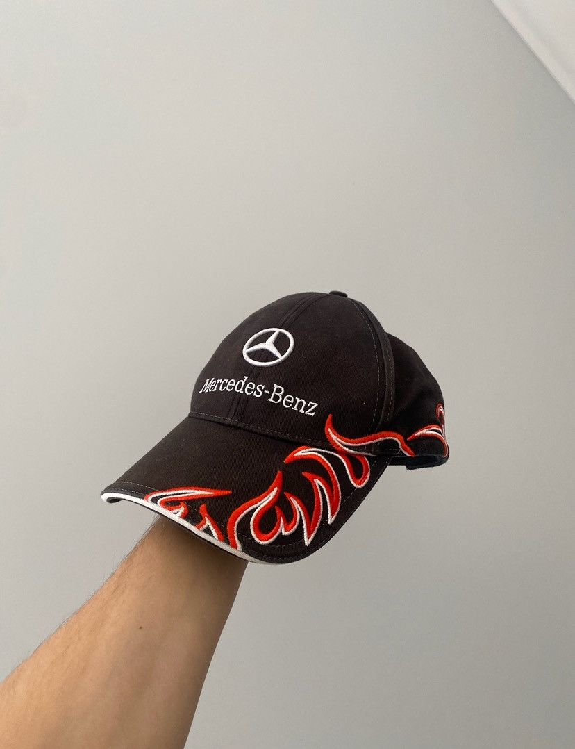 Pre-owned Mercedes Benz X Vintage Mercedes Benz Flame Archival Cap Y2k Os In Black
