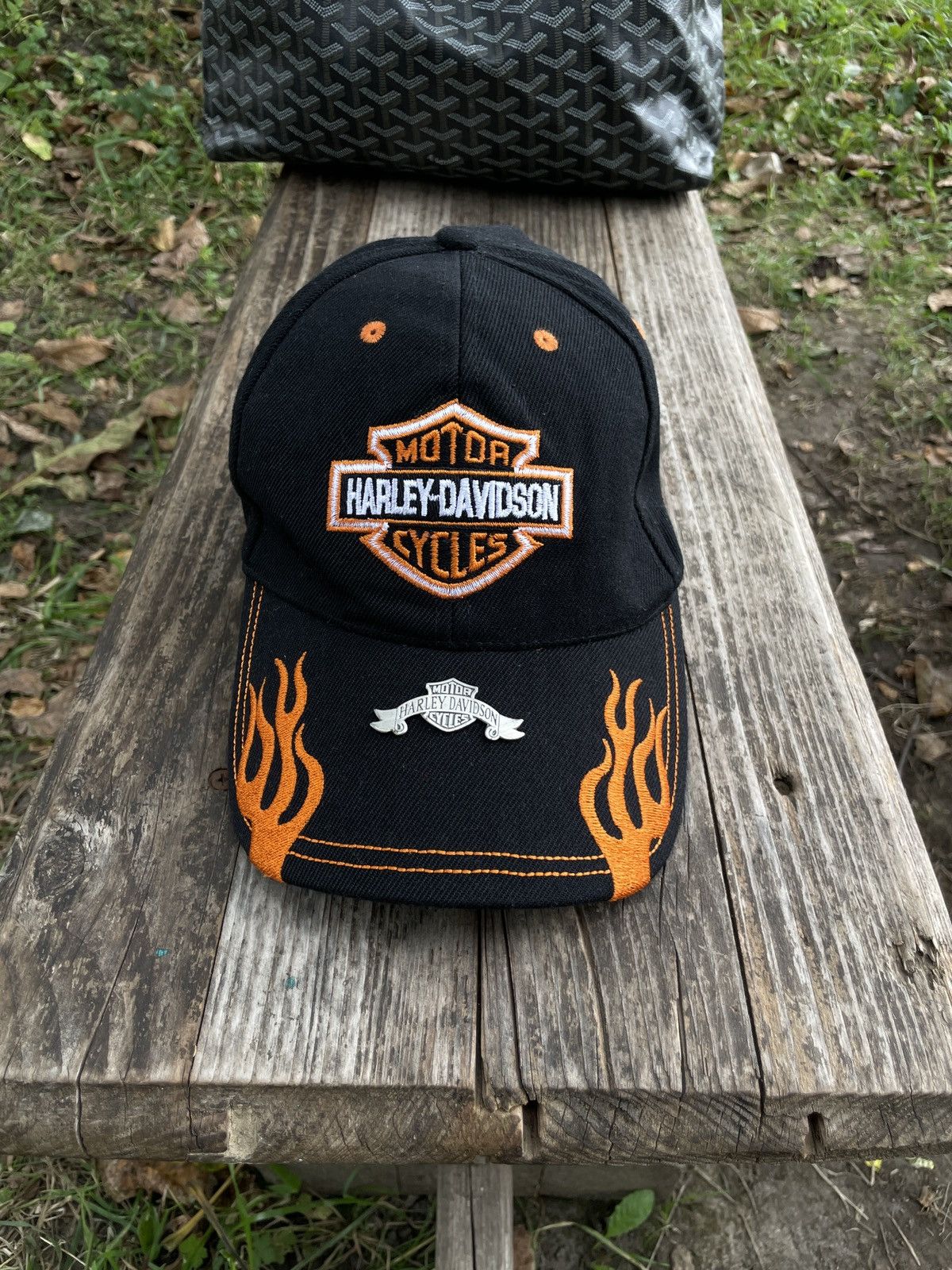 Vintage Vintage Harley Davidson Flame Cap Hat Metal logo Size ONE SIZE - 5 Thumbnail