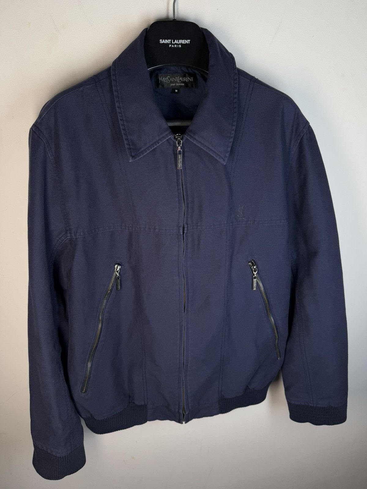 Yves Saint Laurent Cotton YSL Jacket Blue/Navy Soft YSL Bomber Size US M / EU 48-50 / 2 - 23 Thumbnail