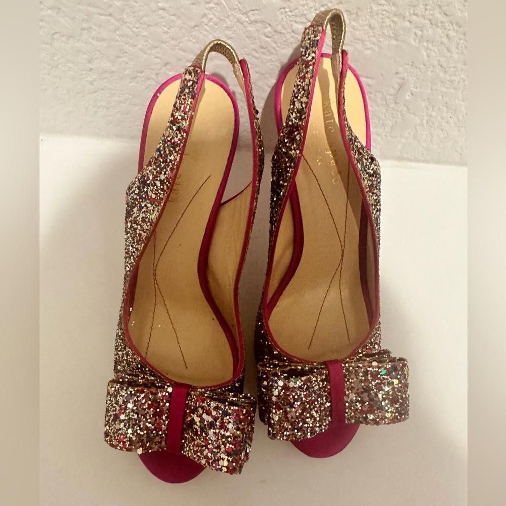 Kate Spade Kate Spade Charm Hot Pink Rainbow Glitter Slingback Heels 6 Size US 6 / IT 36 - 4 Thumbnail
