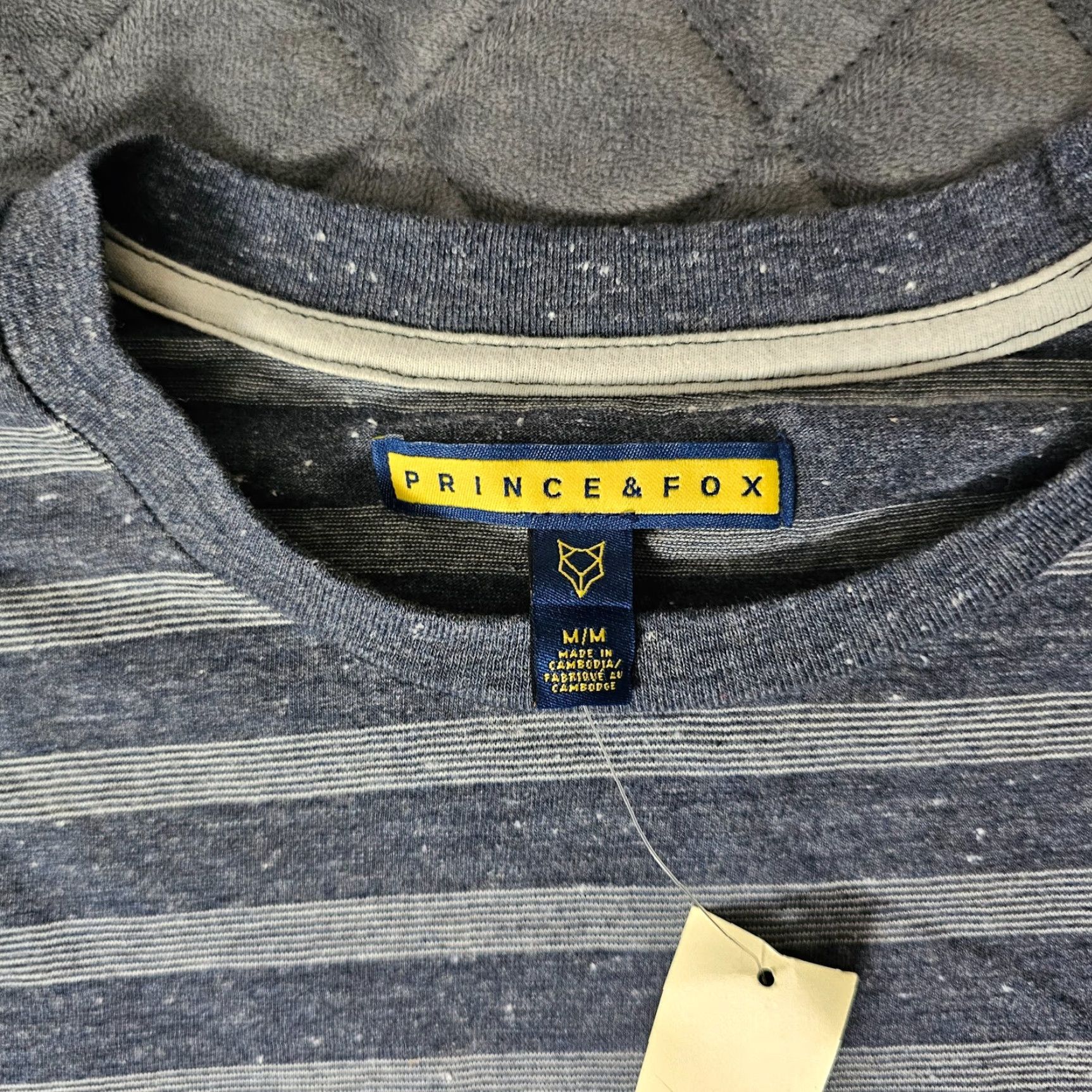 Prince VINTAGE Prince & Fox Shirt Blue Stripe Long Sleeve Crew Neck Cotton Pocket Men Medium Adults Blue Stripe All Seasons 90s? Size US M / EU 48-50 / 2 - 2 Thumbnail