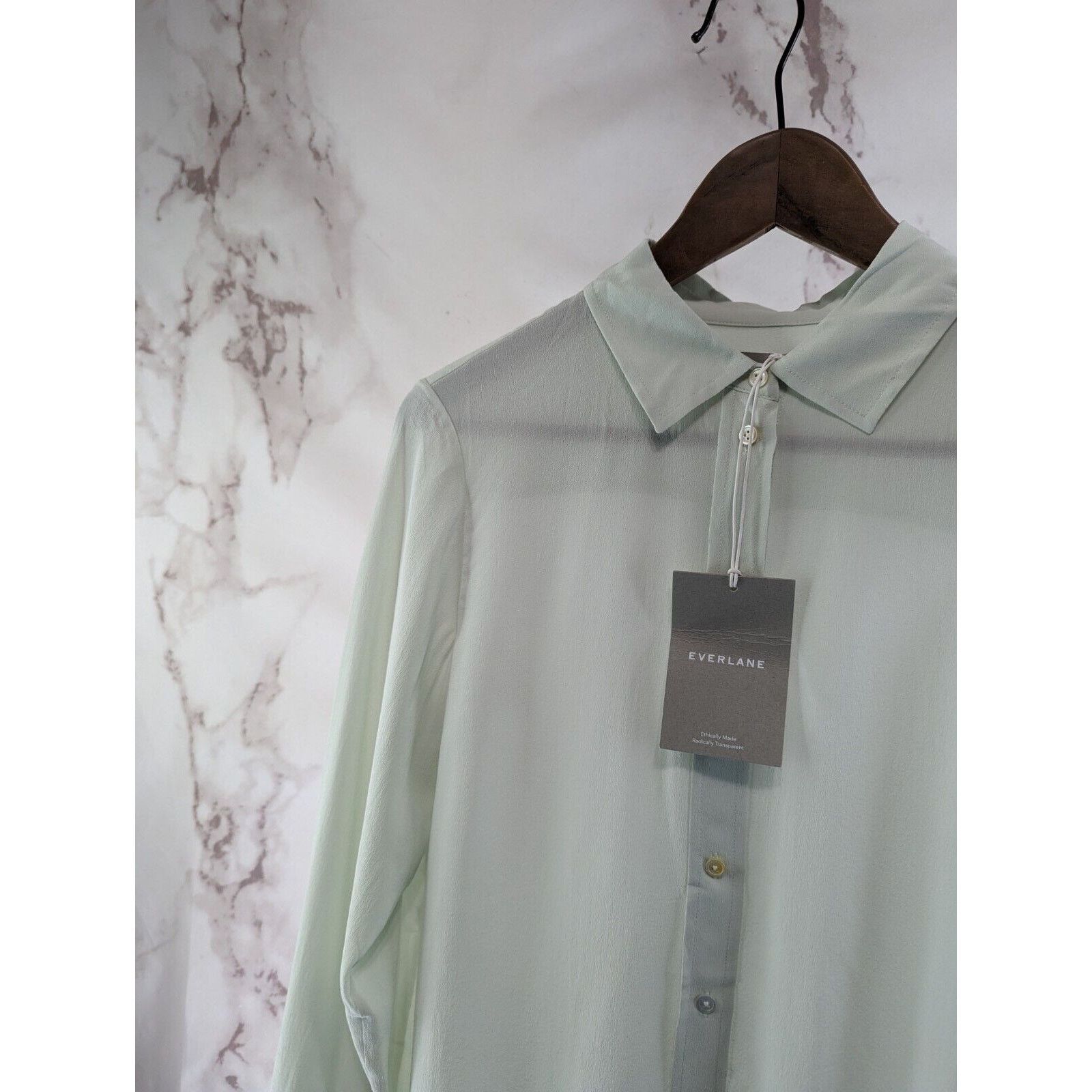 Everlane Everlane Top Women Small 4 Blue Clean Silk Blouse Button Size S / US 4 / IT 40 - 2 Thumbnail