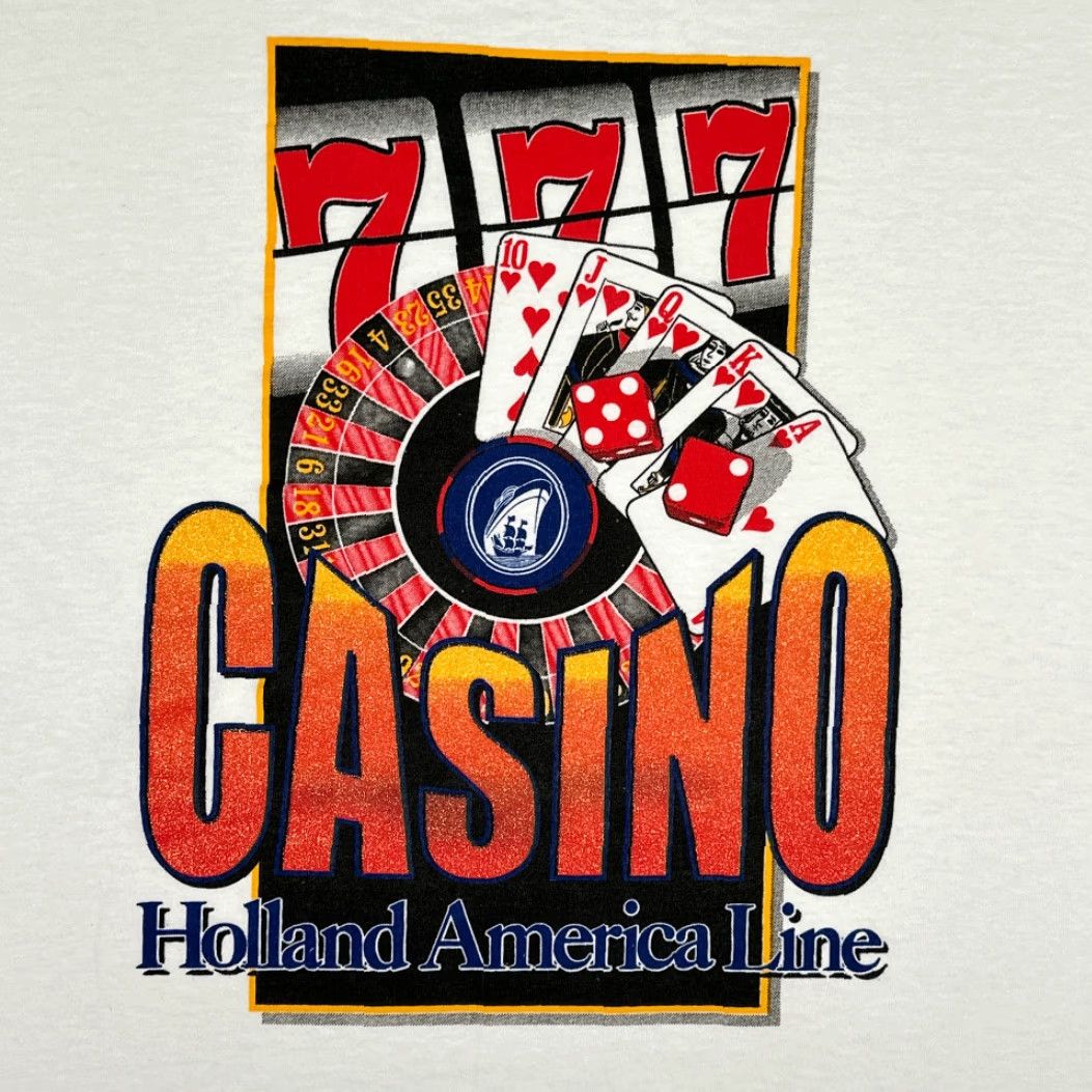 Delta VINTAGE Holland America Line Casino Shirt Delta Pro Weight White 90s Adult XL Mens White 90s Size US XL / EU 56 / 4 - 2 Thumbnail