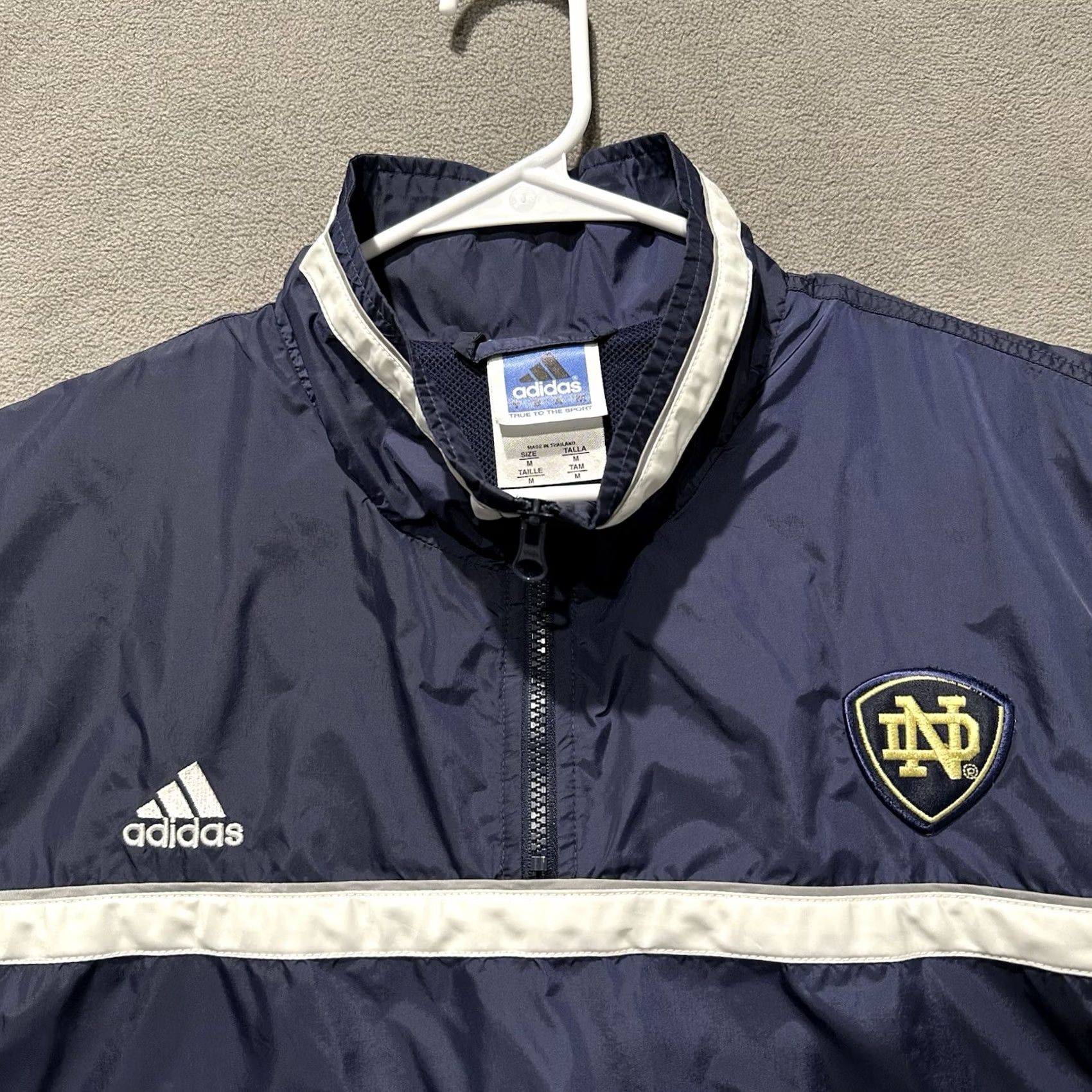 Adidas VINTAGE Notre Dame Jacket Mens Medium Blue Quarter Zip Windbreaker Adidas 90s Fighting Irish Size US M / EU 48-50 / 2 - 3 Thumbnail