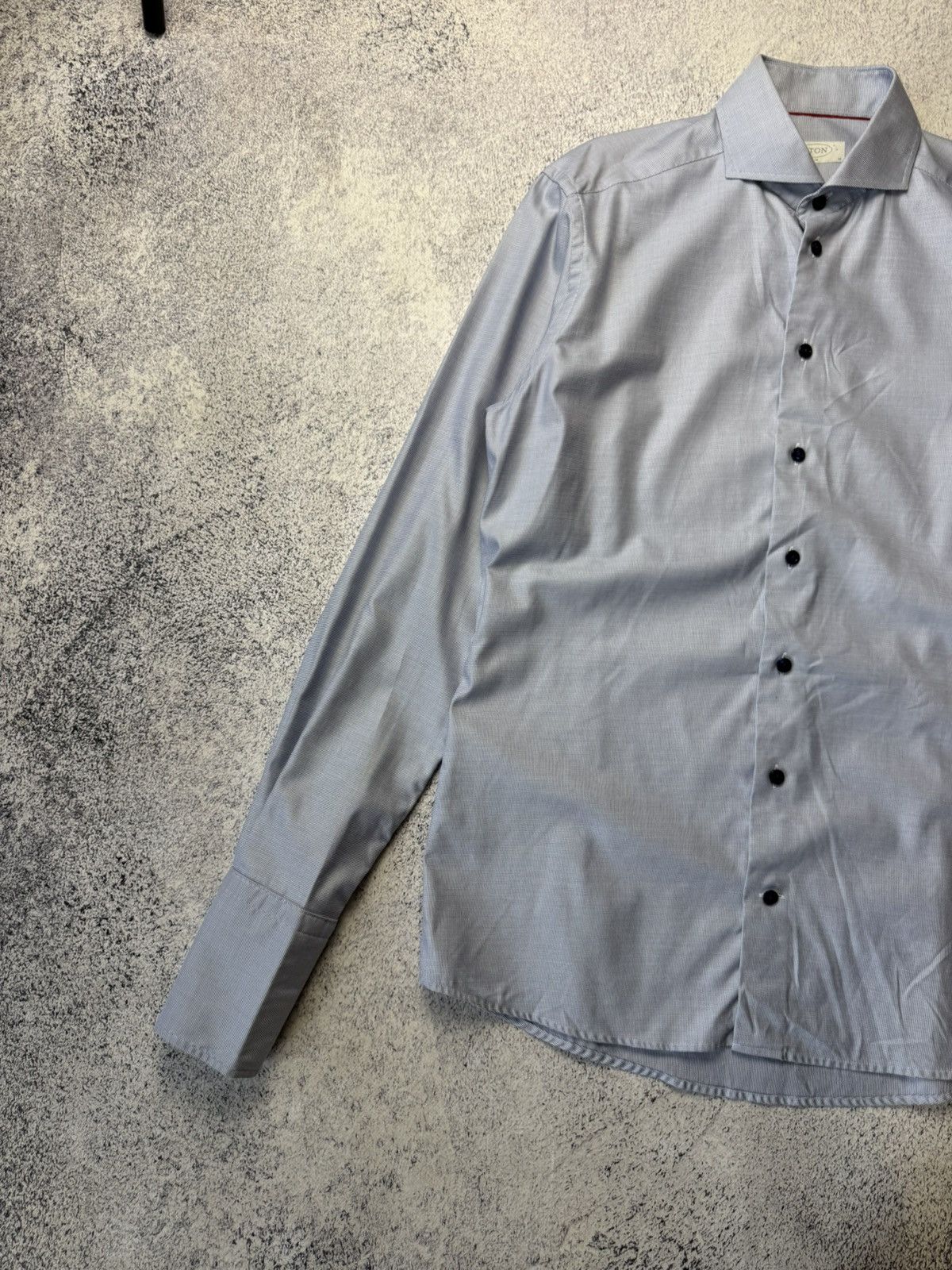 Eton ETON Mens Button Down Blue Cotton Slim Long Sleeve Shirt Size US L / EU 52-54 / 3 - 3 Thumbnail