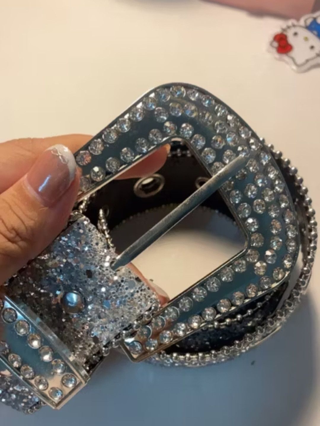 Japanese Brand 💥western style white colour artificial gemstones belt Size ONE SIZE - 9 Thumbnail