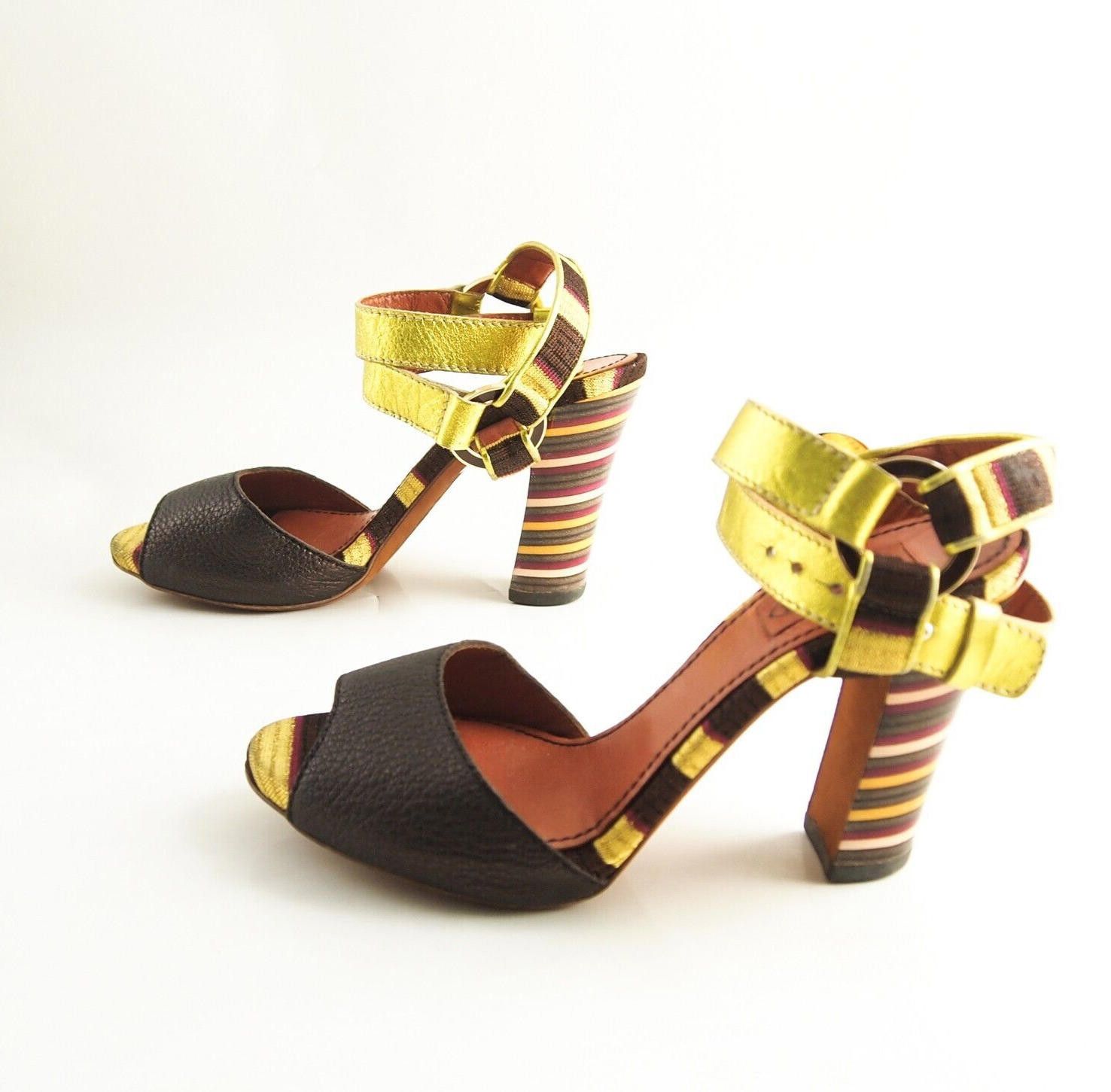 Missoni Missoni Sandals Brown Green Striped Leather US 8 EU 38 Size US 8 / IT 38 - 2 Thumbnail