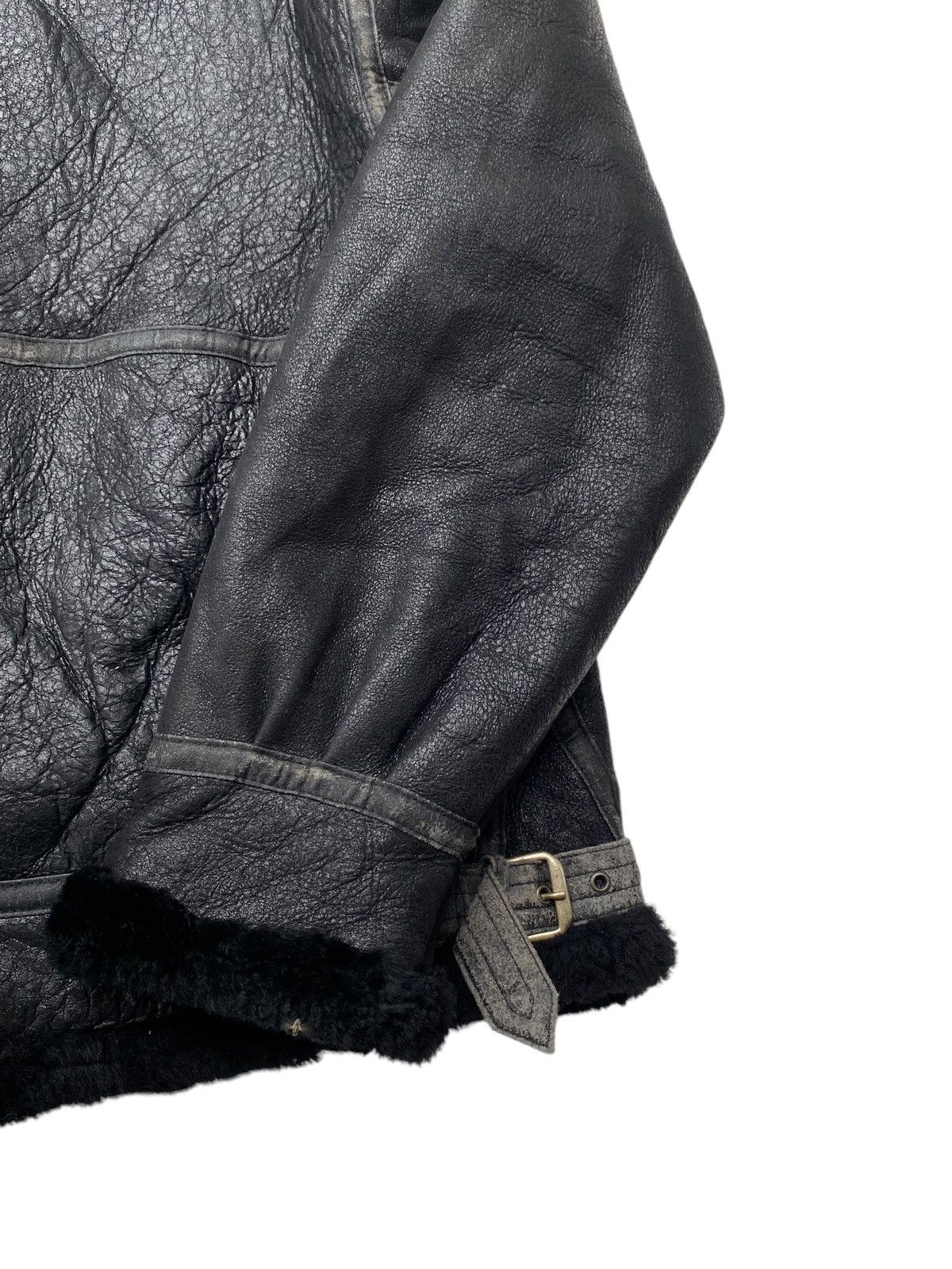 Vtg Sheepskin Military Leather Jacket