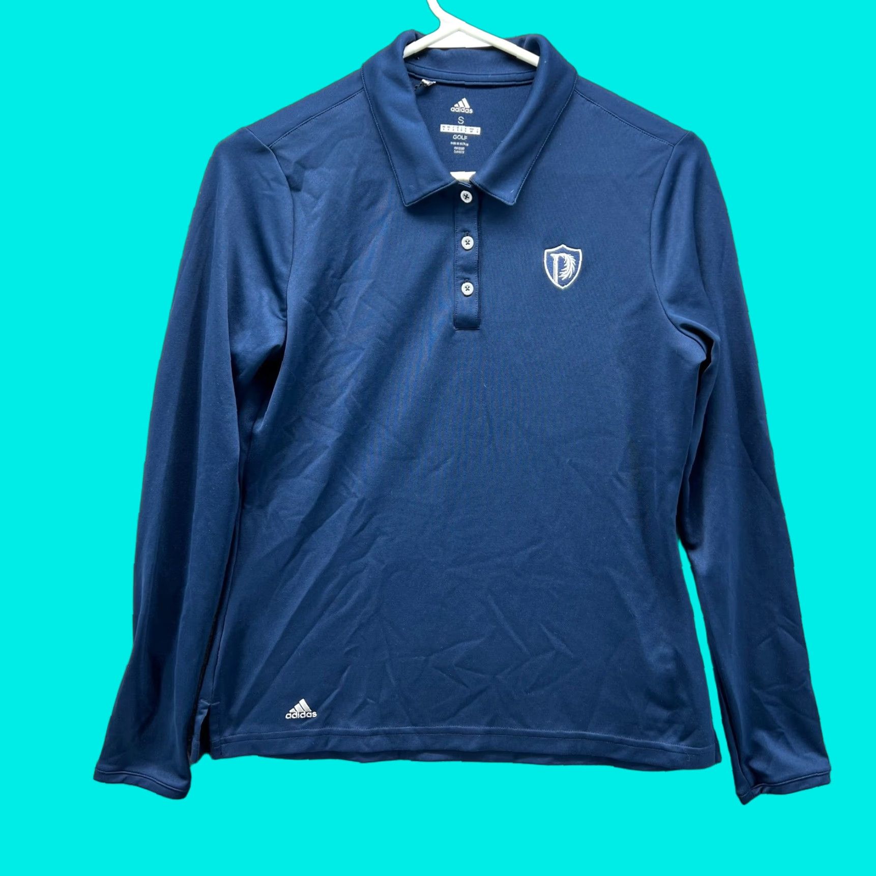 Adidas Adidas Polo Shirt Women Small Blue Navy Golf Patch Athletic Long Sleeve Polo Shirt Ladies Blue Navy Short Sleeve? Size S / US 4 / IT 40 - 1 Thumbnail