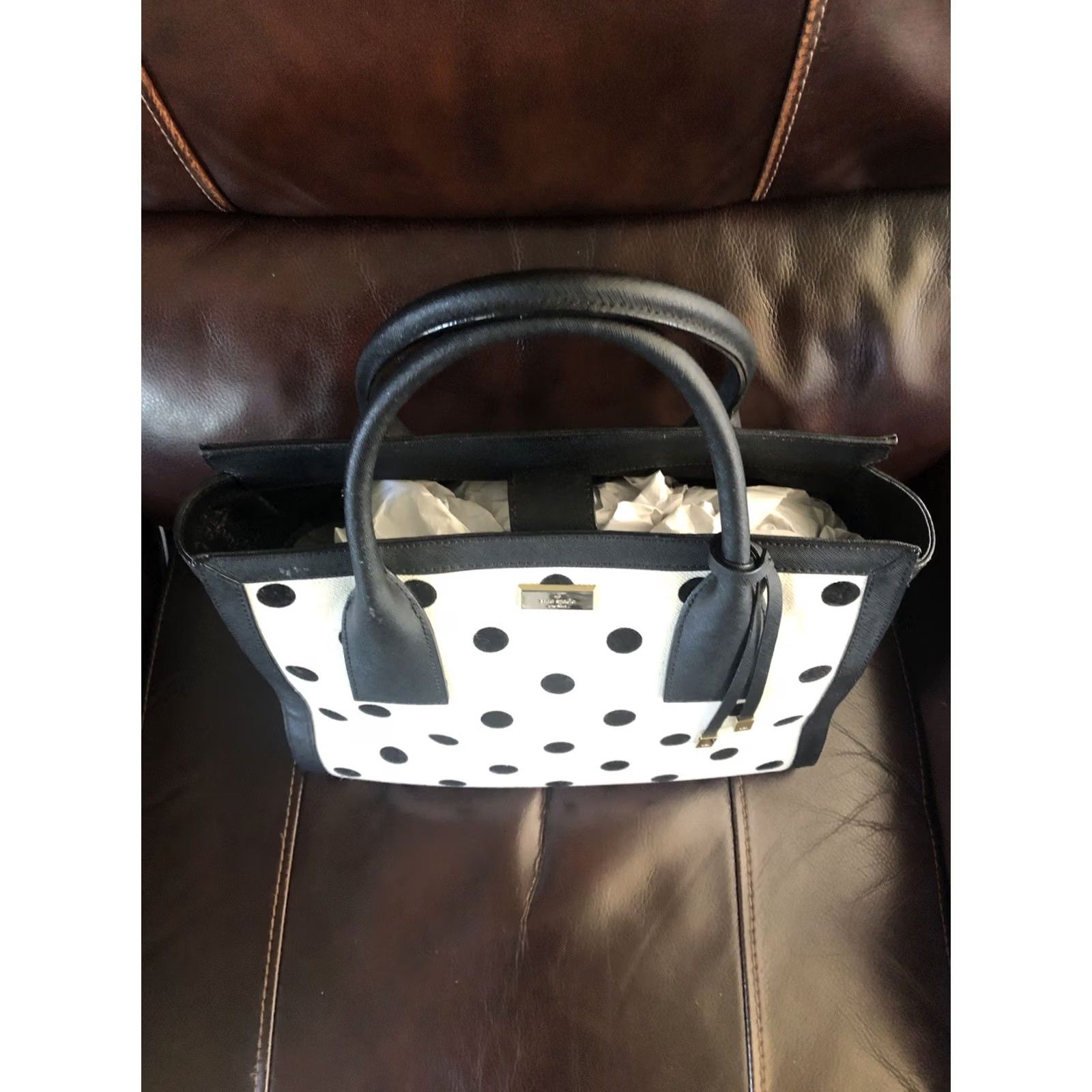 Vintage kate spade new york x Target Polka Dot Knit Handbag Pocket Book Crossbody White/Black Large White Size ONE SIZE - 4 Thumbnail