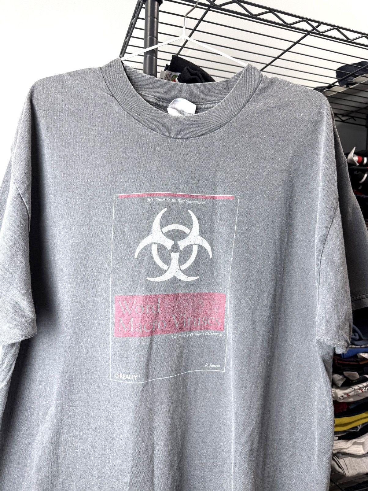 Vintage 1990’s Vintage World Macro Viruses by Hanes T Shirt Einstein Size US XL / EU 56 / 4 - 2 Thumbnail