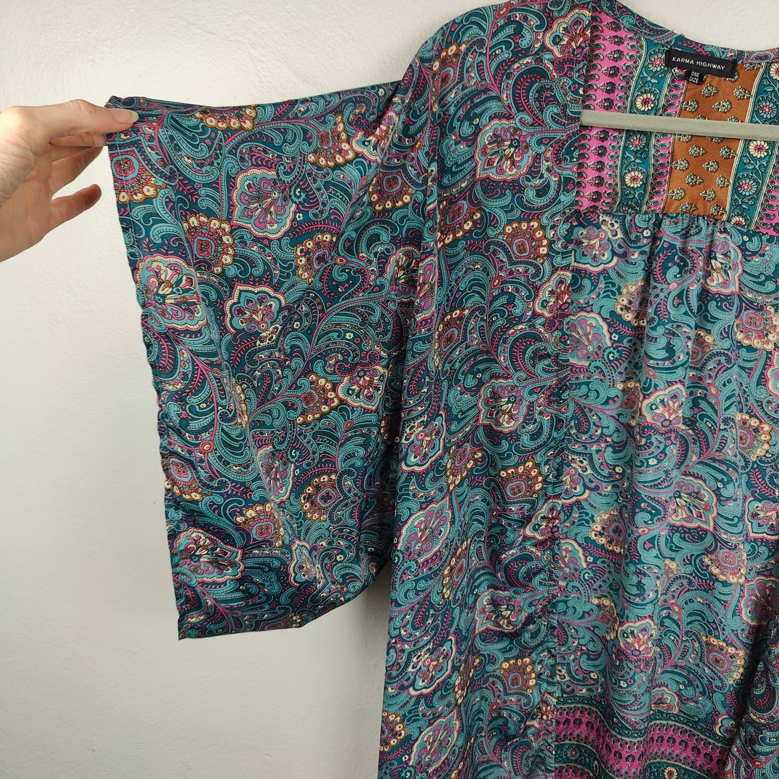 Other Karma Highway Duster Cardigan Womens One Size Blue Paisley Size ONE SIZE - 4 Thumbnail
