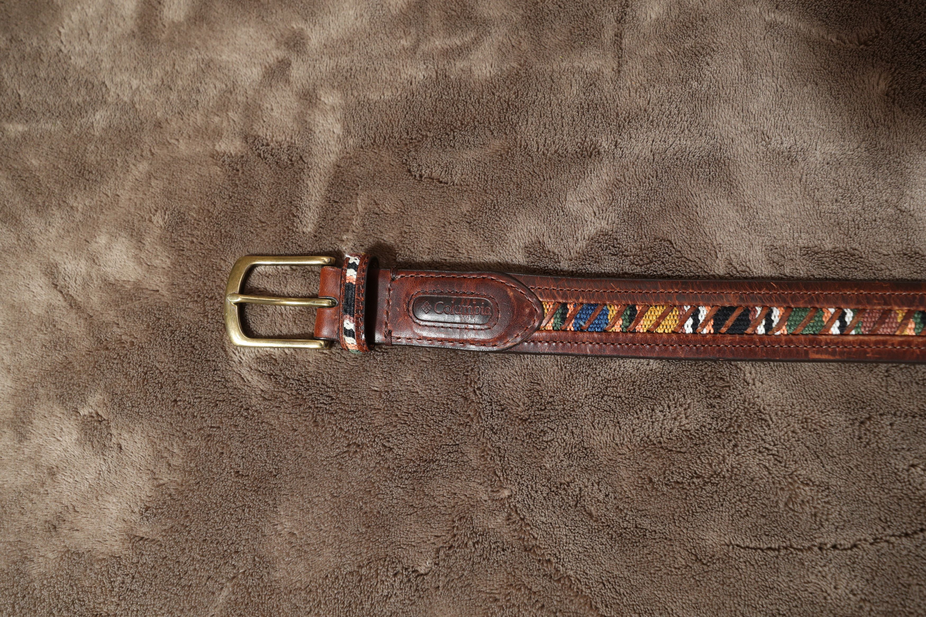 Columbia Columbia Vintage Leather Belt w/ Guatemalan Fabric (36/90) Size 36 - 5 Thumbnail