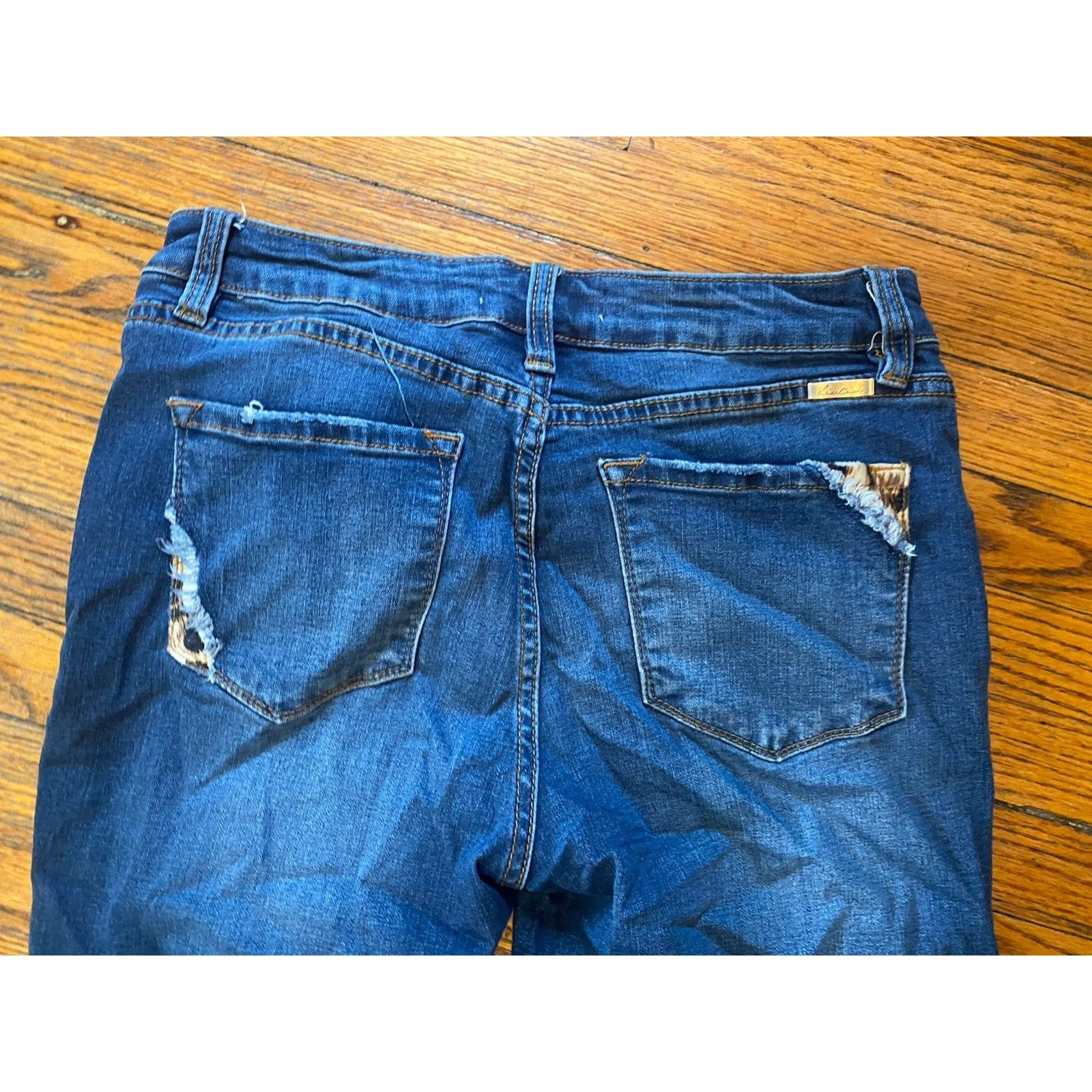 Kancan USA Kancan Mason Stretch Leopard Skinny Distressed Jeans 11/29 Size 29" - 4 Thumbnail
