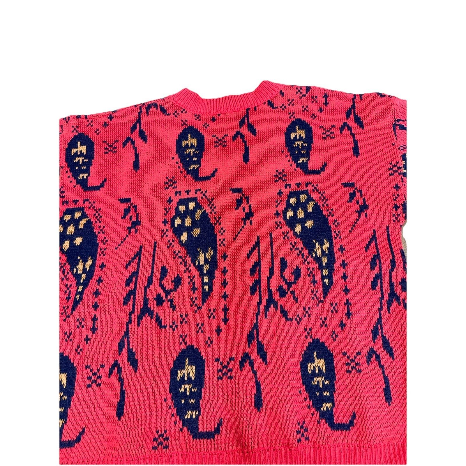 Vintage Vintage Red Paisley Knit Sweater Cardigan 80s 90s Size US L / EU 52-54 / 3 - 4 Thumbnail