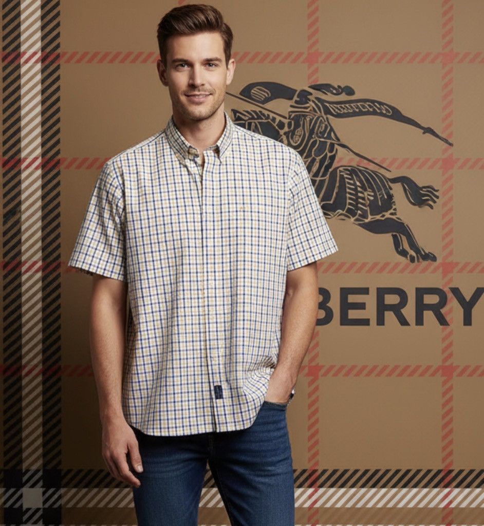 Burberry 🔥 TB Burberry London Cotton shirt plaid size xl Size US XL / EU 56 / 4 - 1 Thumbnail
