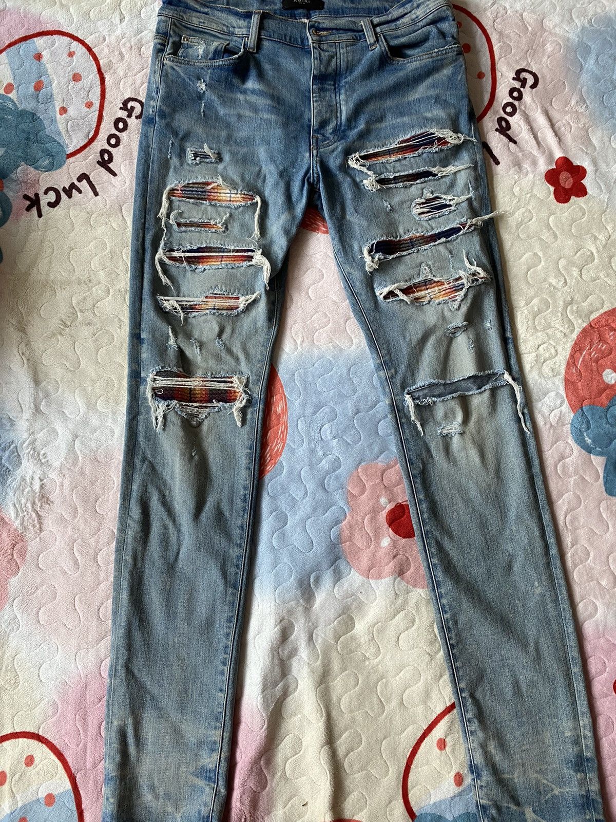 Amiri AMIRI Plaid Bandana Distressed Denim'Thrasher'Jeans Us 34 Size US 34 / EU 50 - 1 Thumbnail