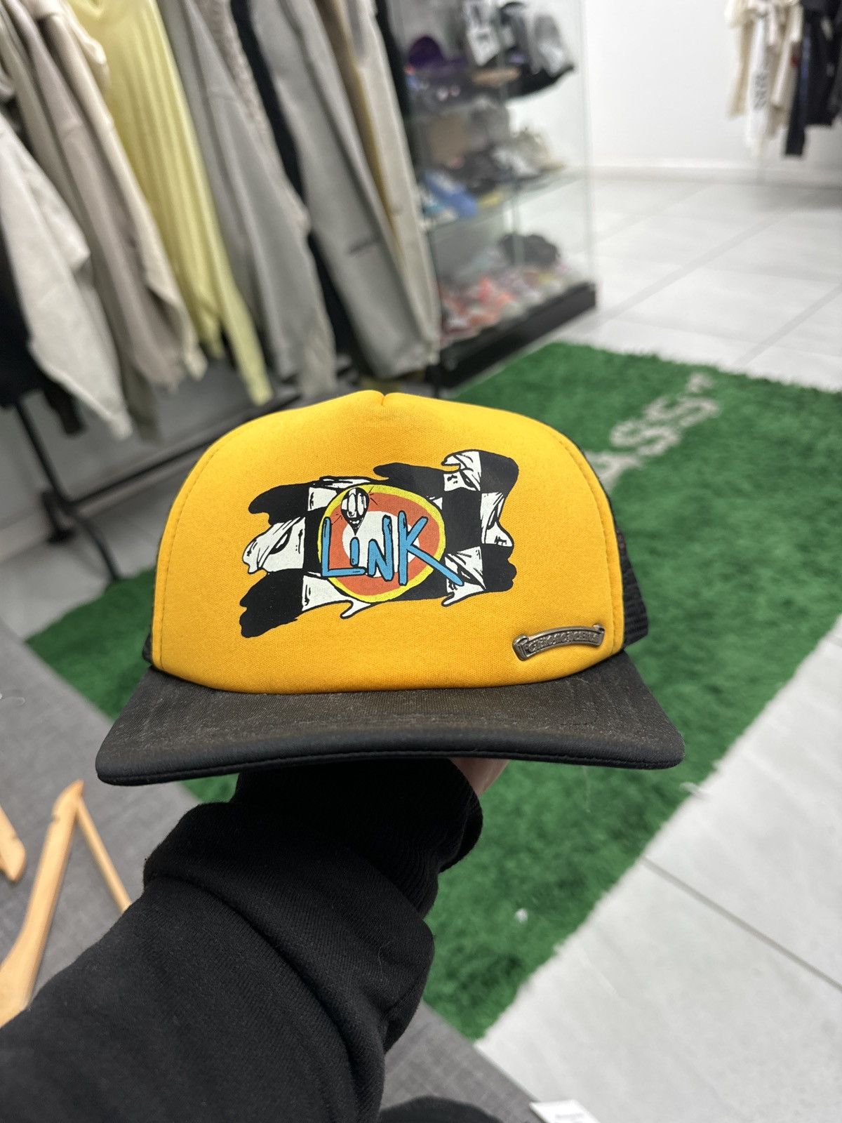 image of Chrome Hearts Link Trucker in Black/Yellow, Men's
