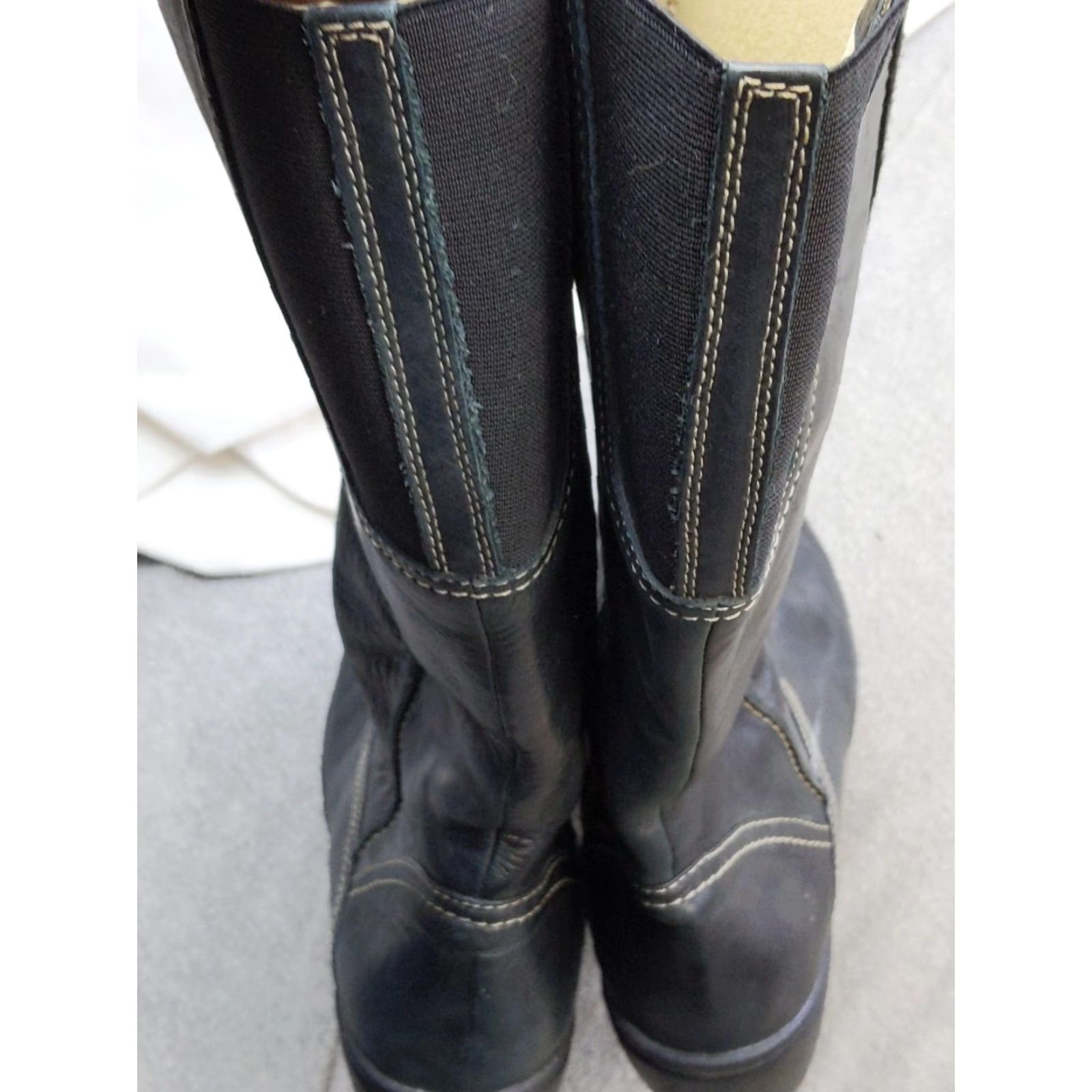 Vintage LL Bean Boots Womens 9.5 Black Leather Mid-Calf Side Zip Platform Wedge Comfort Size US 10 / IT 40 - 7 Thumbnail