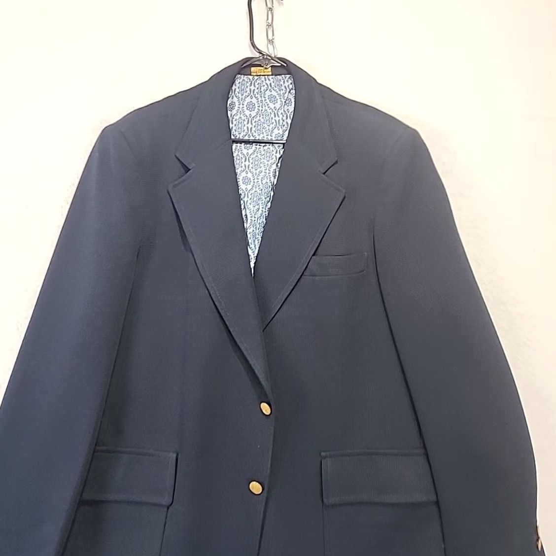 Vintage VINTAGE Tailored Jacket Leisure Suit Blazer Sport Coat Navy Blue 70s Mens 46 Reg Johnny Carson Groovy Mod 1970s Master Crafted Polyester Size 46R - 2 Thumbnail