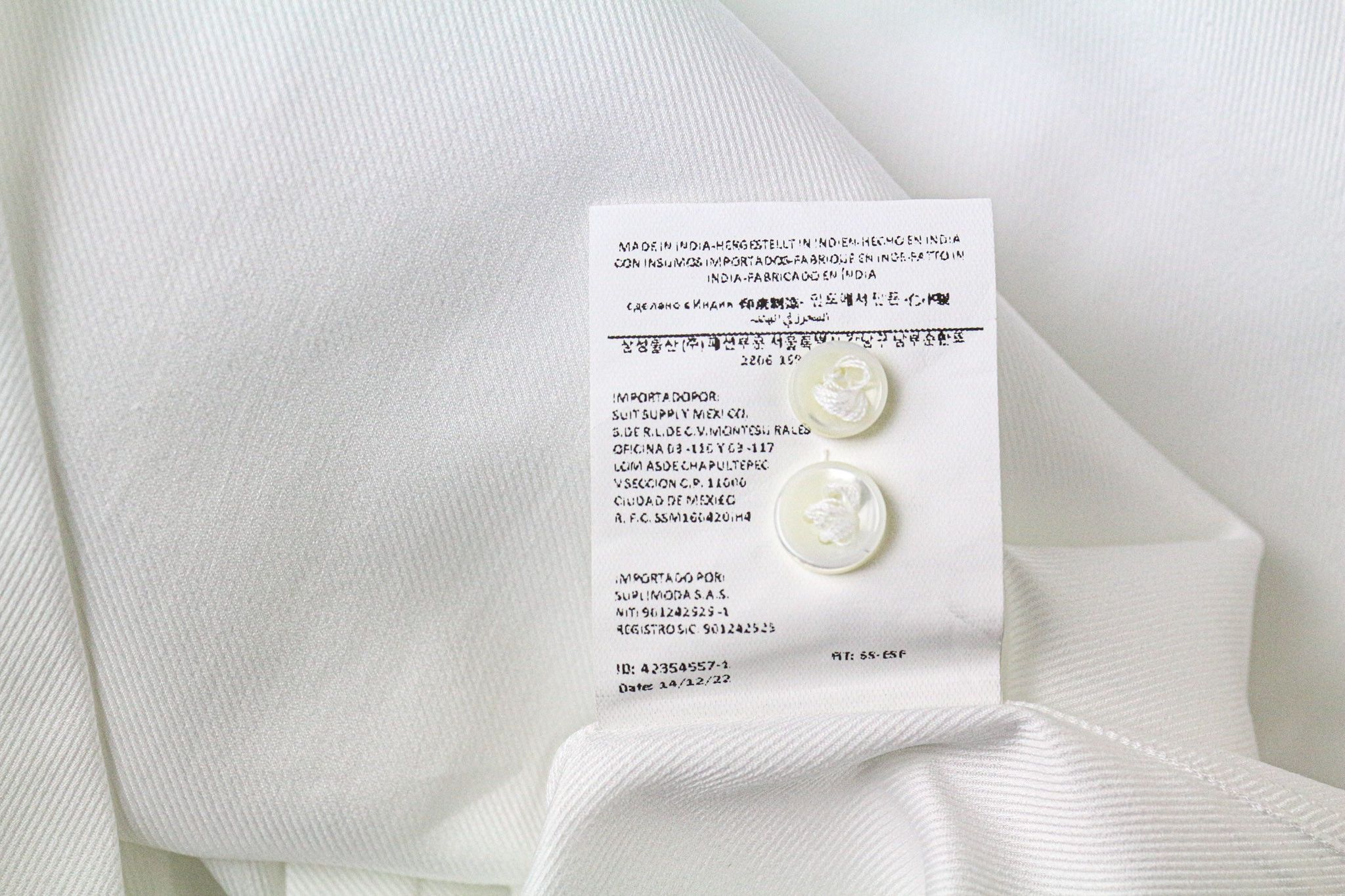 Suitsupply ~2XS Extra Slim Cotton White Cutaway Long Sleeve 77283 Size US XXS / EU 40 - 6 Thumbnail
