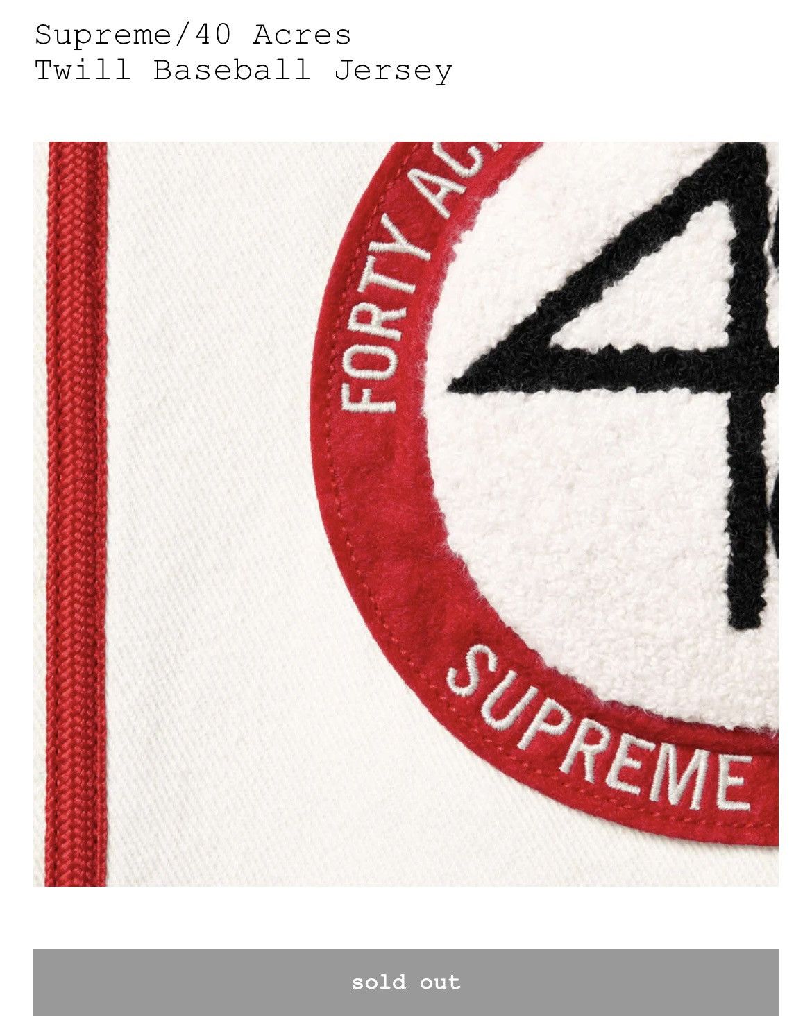 Supreme Size Large Supreme /40 Acres Twill Baseball Jersey Natural Size US L / EU 52-54 / 3 - 3 Thumbnail