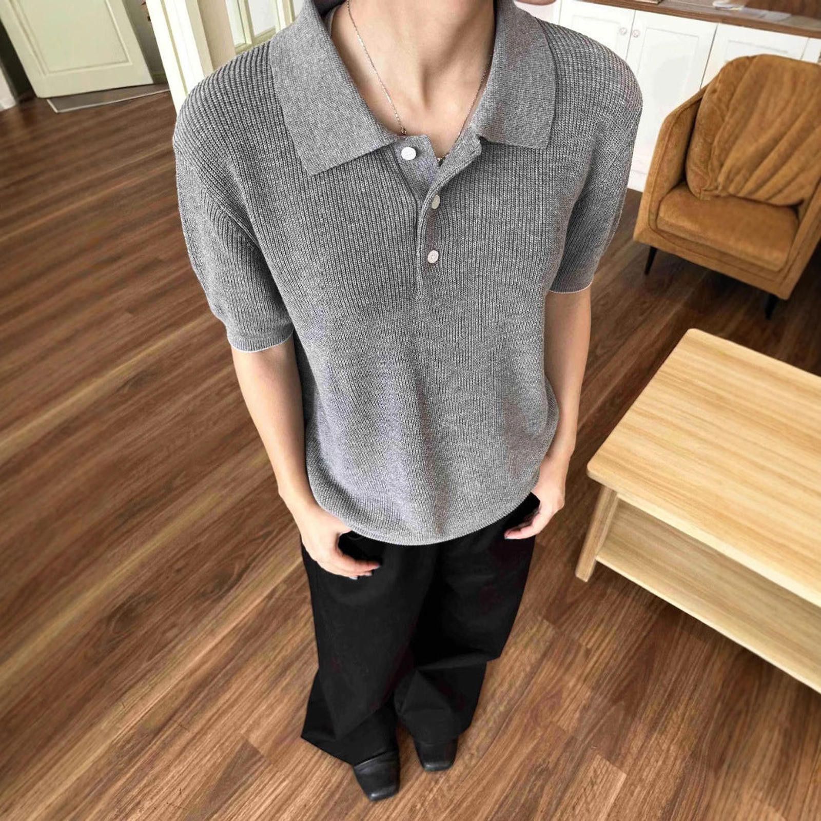 Other Beige Knit Polo Shirt, Relaxed Fit Short Sleeve Top Size US M / EU 48-50 / 2 - 5 Thumbnail