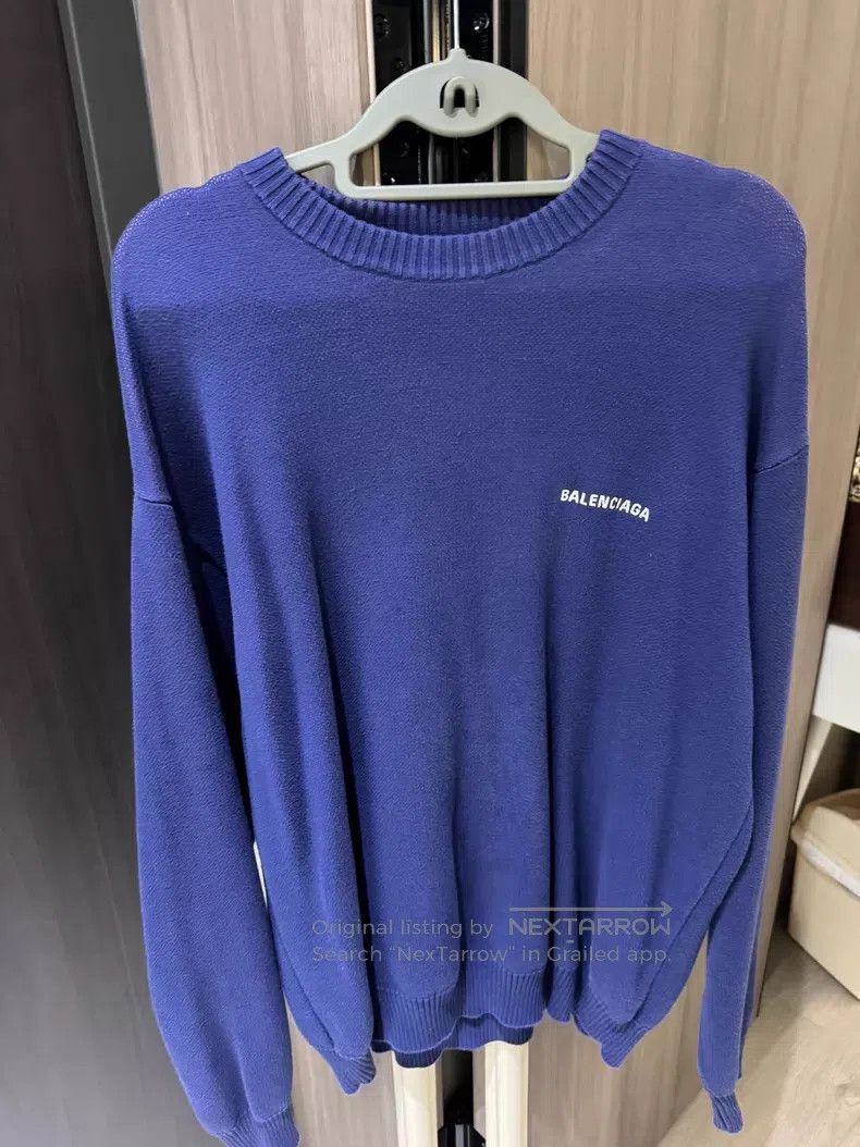 Balenciaga Balenciaga Blue Coke Logo Sweater Size US S / EU 44-46 / 1 - 1 Thumbnail