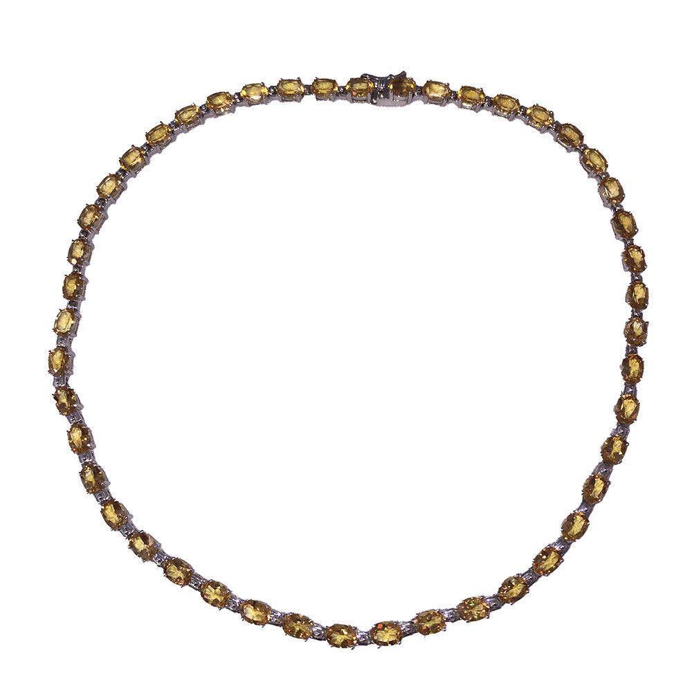 Designer Faceted Citrine Oval Sterling Silver Eternity Necklace Size ONE SIZE - 4 Thumbnail