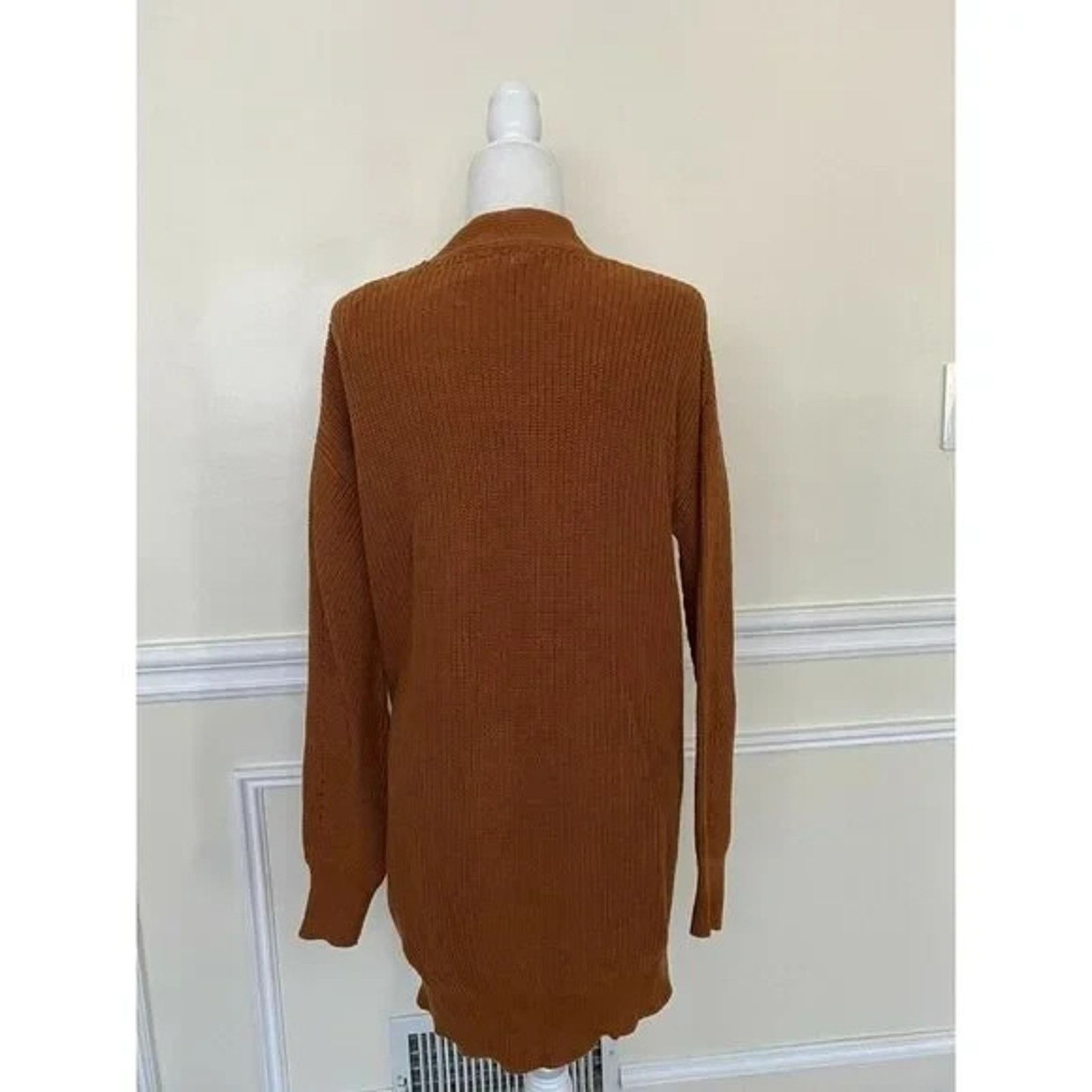 BP. BP Cotton Open Front Long Cardigan Sweater Orange S A003145 Size S / US 4 / IT 40 - 9 Thumbnail