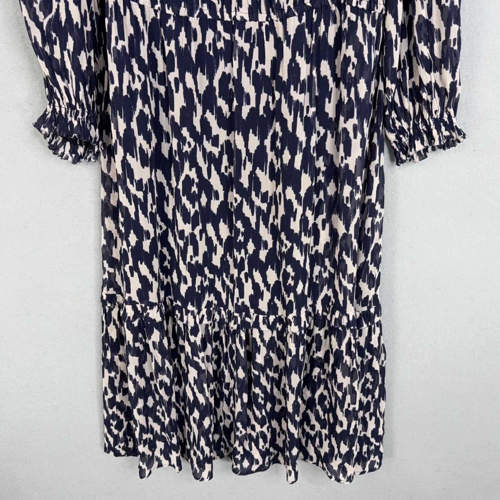 Velvet Velvet by Graham & Spencer Dress Womens Small Blue Animal Print V-Neck Long Balloon Sleeve Midi Casual Modern Dressy Size S / US 4 / IT 40 - 3 Thumbnail
