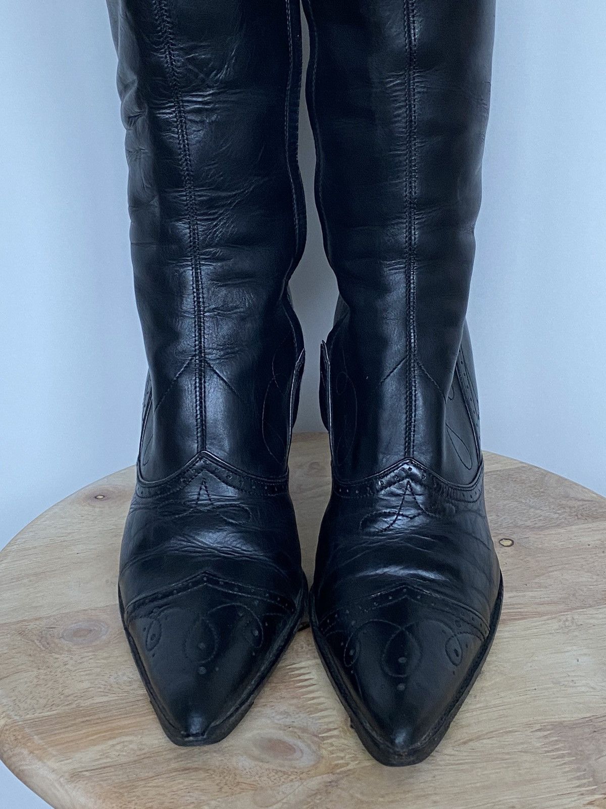 Prada × Vintage Prada Vintage Leather Western Cowboy Boots in Black Size US 6.5 / IT 36.5 - 3 Thumbnail