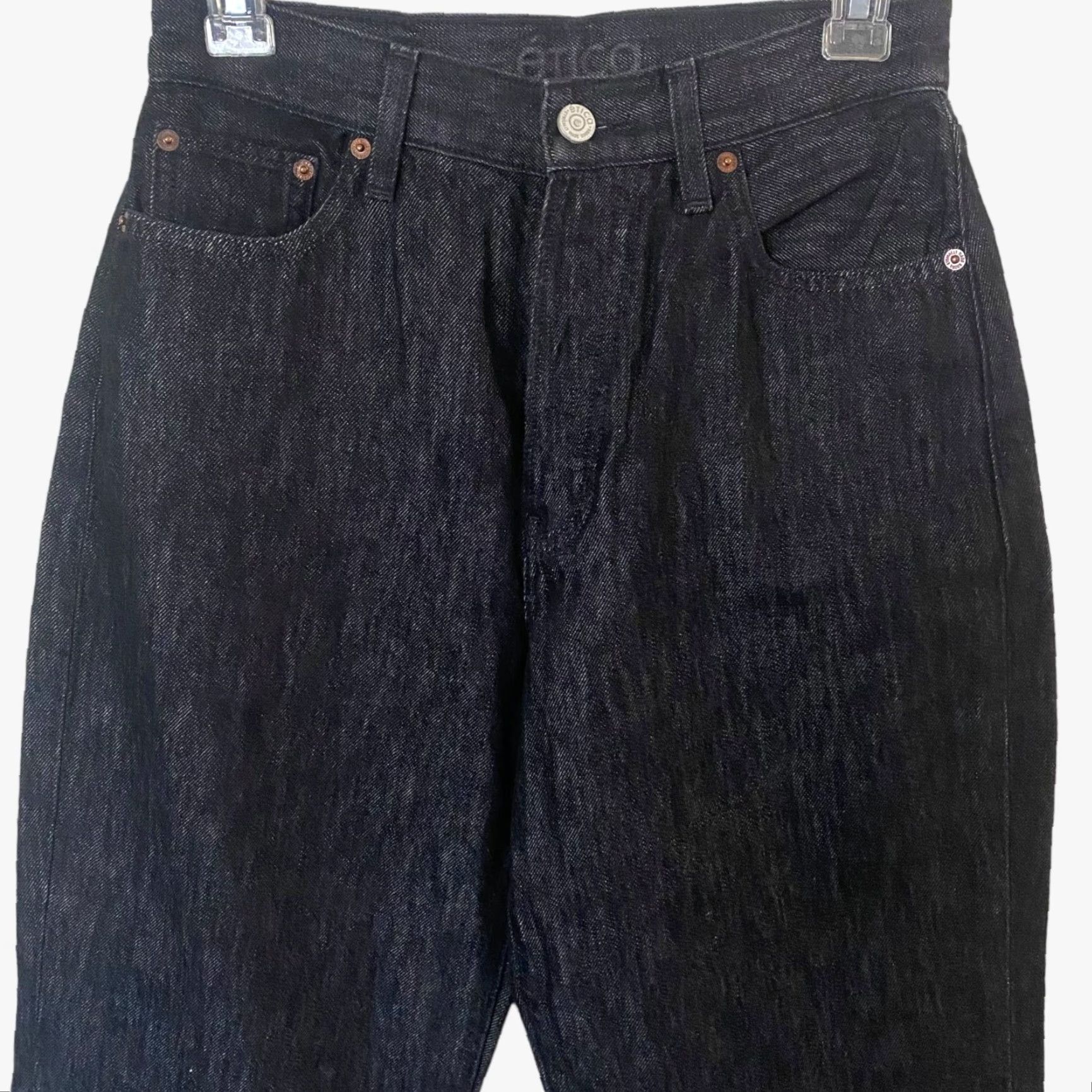 Vintage Ética Tyler Straight Leg Jeans Black Wash Denim High-Rise 26 Women/Womens 5-Pocket Style Button Fly Raw Hem denim Trending Sustainable New Size 26" / US 2 / IT 38 - 5 Thumbnail