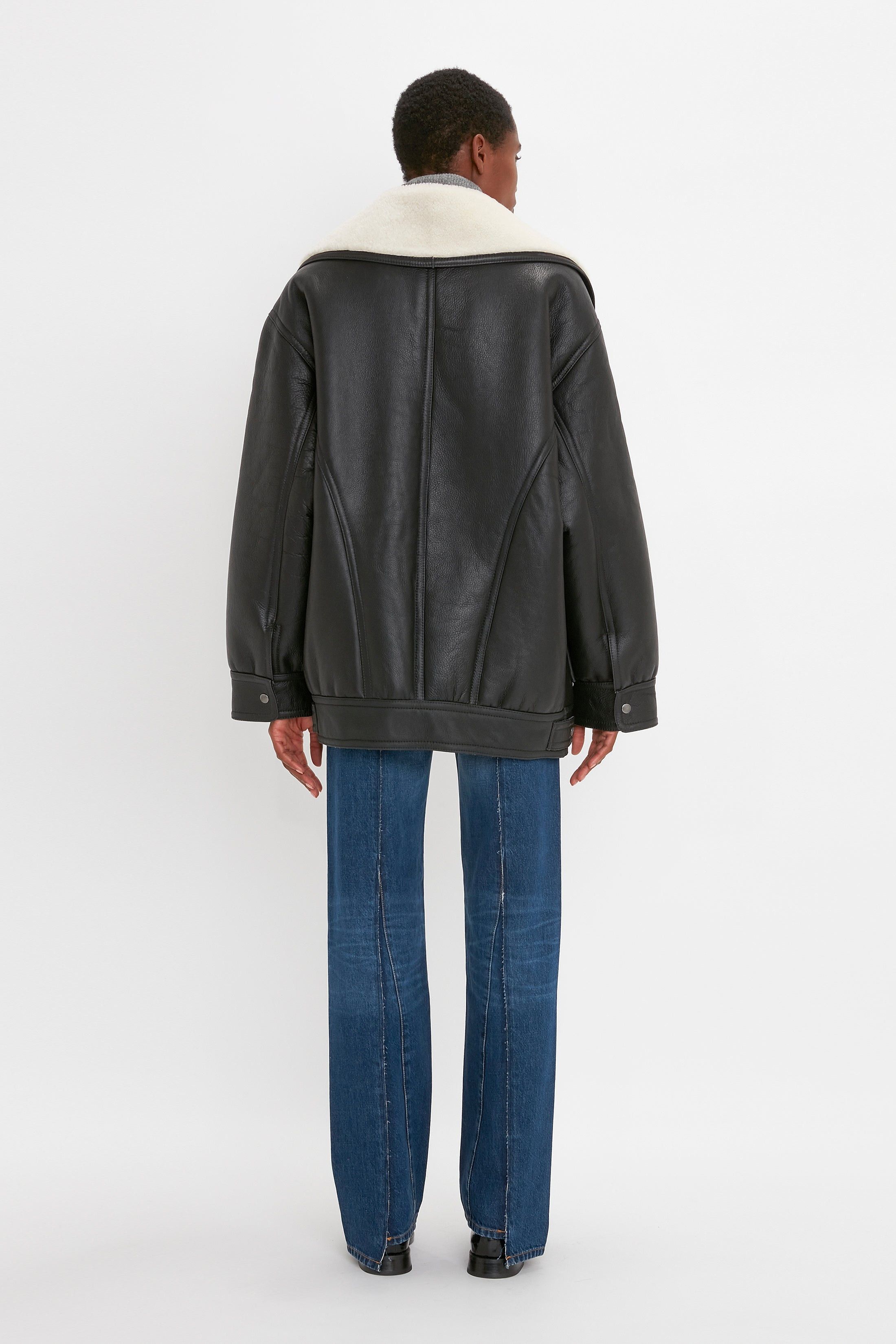 Victoria Beckham o1mle0525 Shearling Jacket in Black Size M / US 6-8 / IT 42-44 - 4 Thumbnail